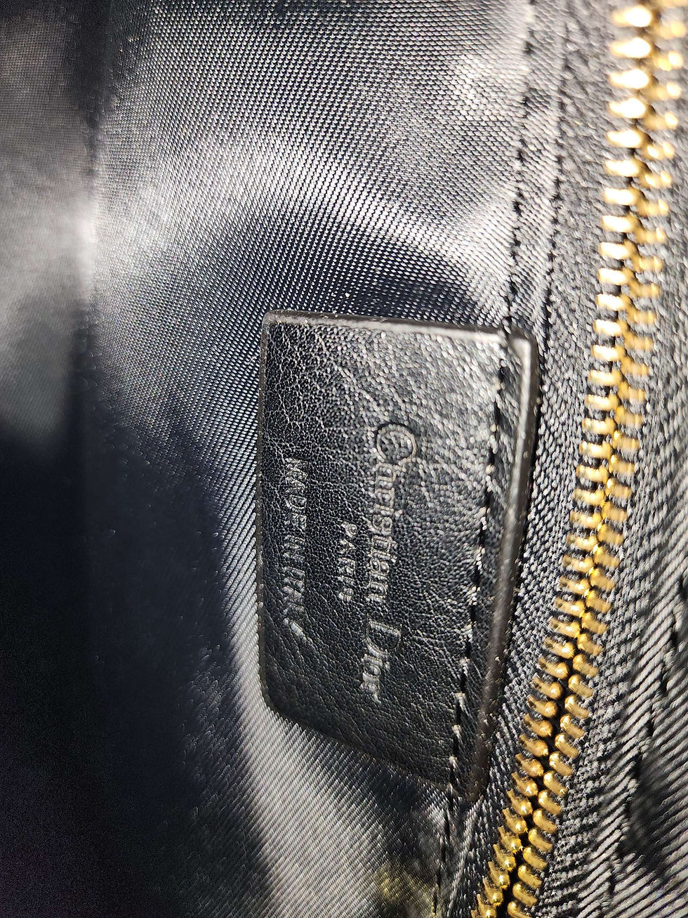 Thumbnail: CD Embroidered Genuine Leather/Canvas Tote