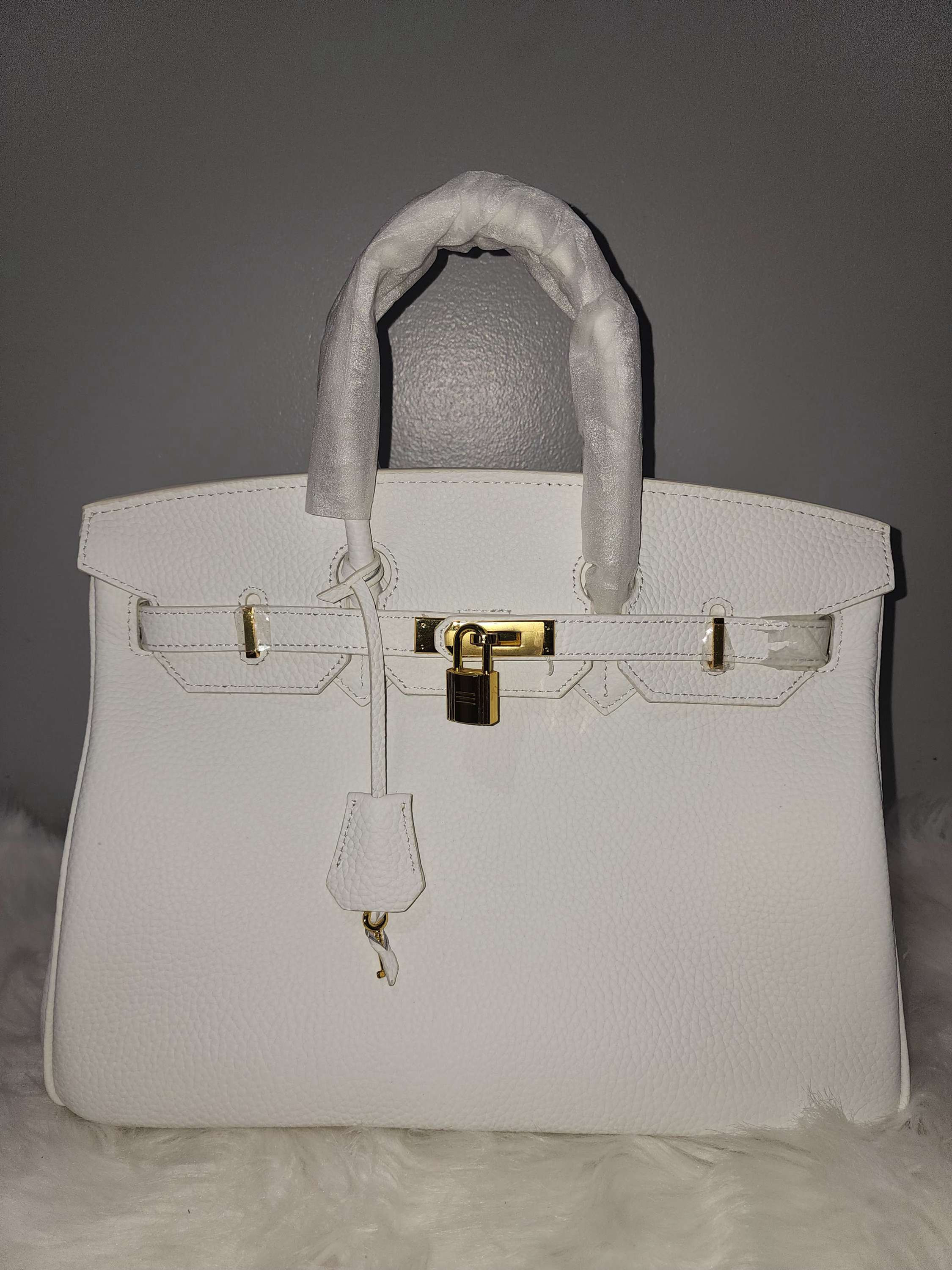 H3rm3s White Genuine Leather Cowhide