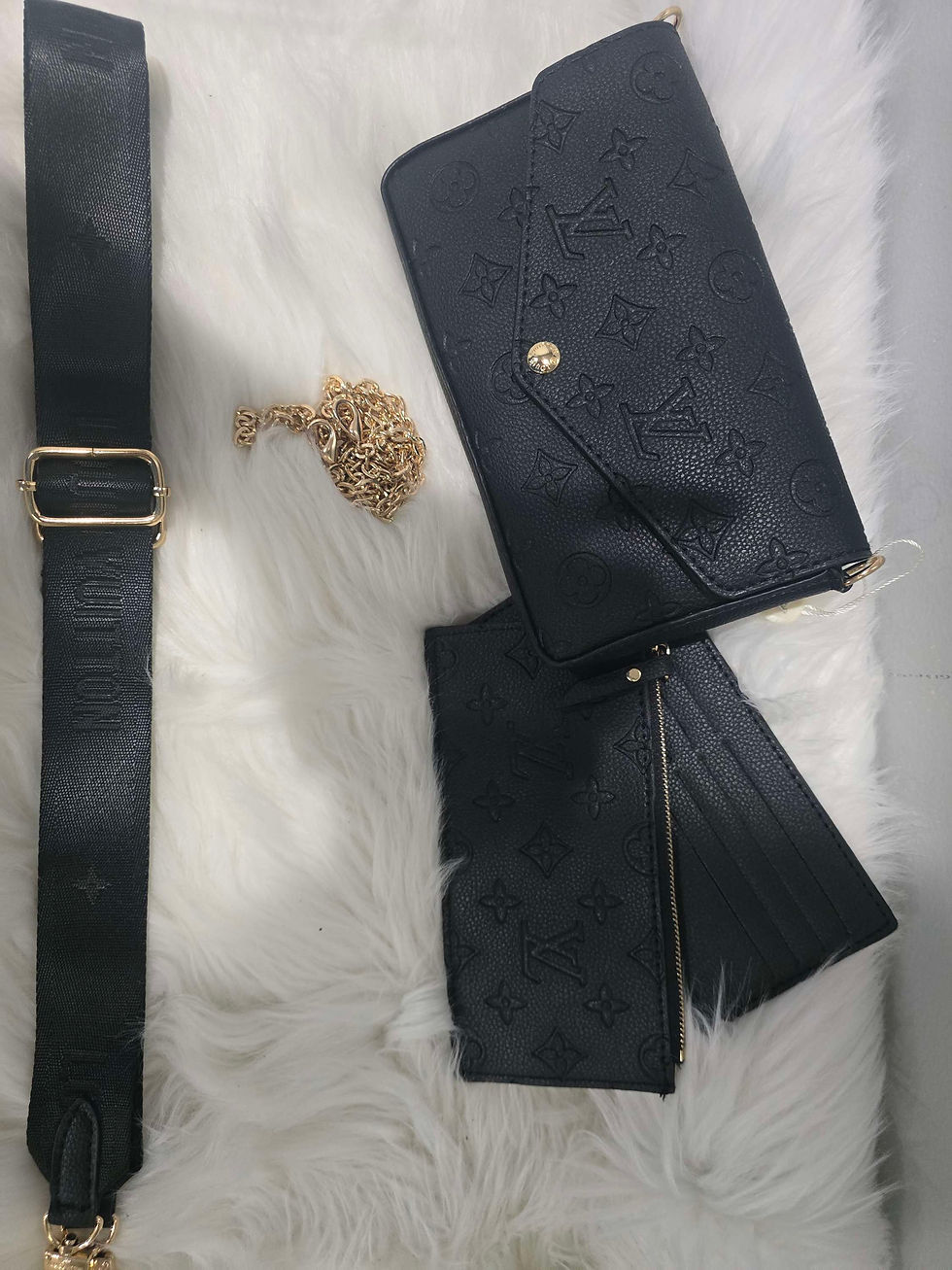Thumbnail: LV Black Embossed Felicie Pochette