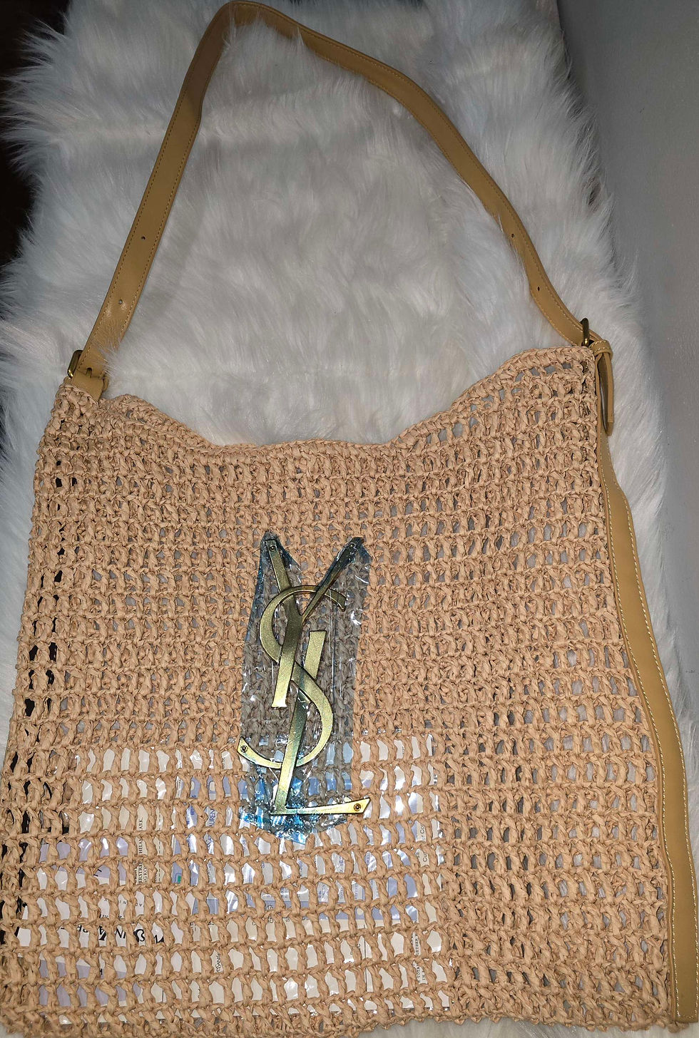 Thumbnail: Y$L Large Tan Rattan Bag