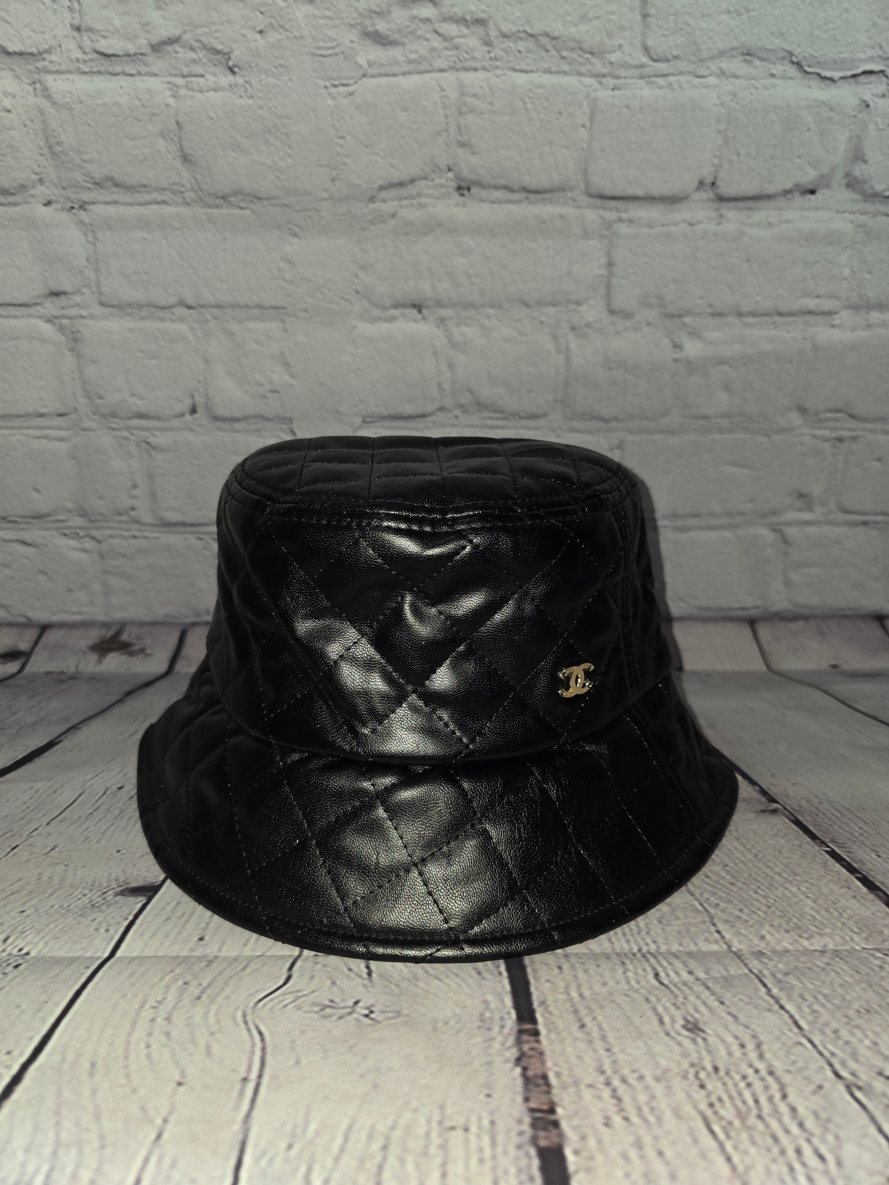 CC Black Leather Bucket Hat