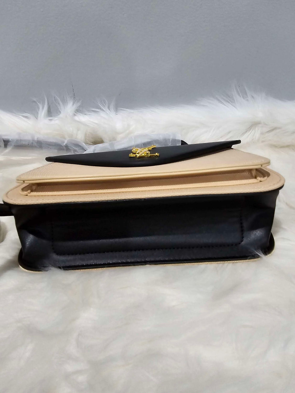 Thumbnail: Y$L Black/Beige Leather and Canvas Crossbody
