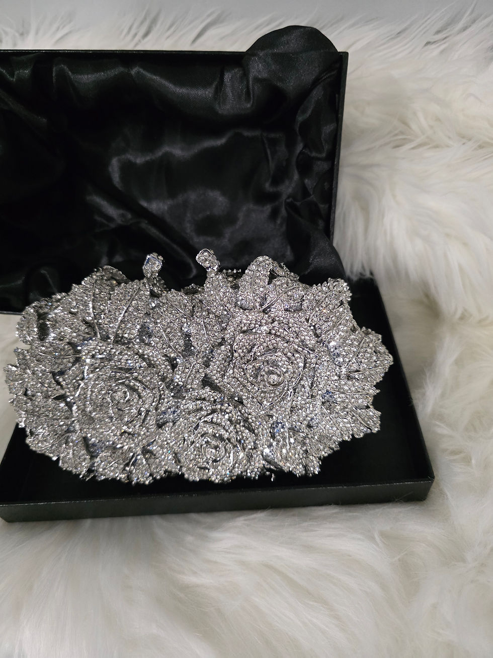 Thumbnail: Rhinestone Silver Clutch Bag