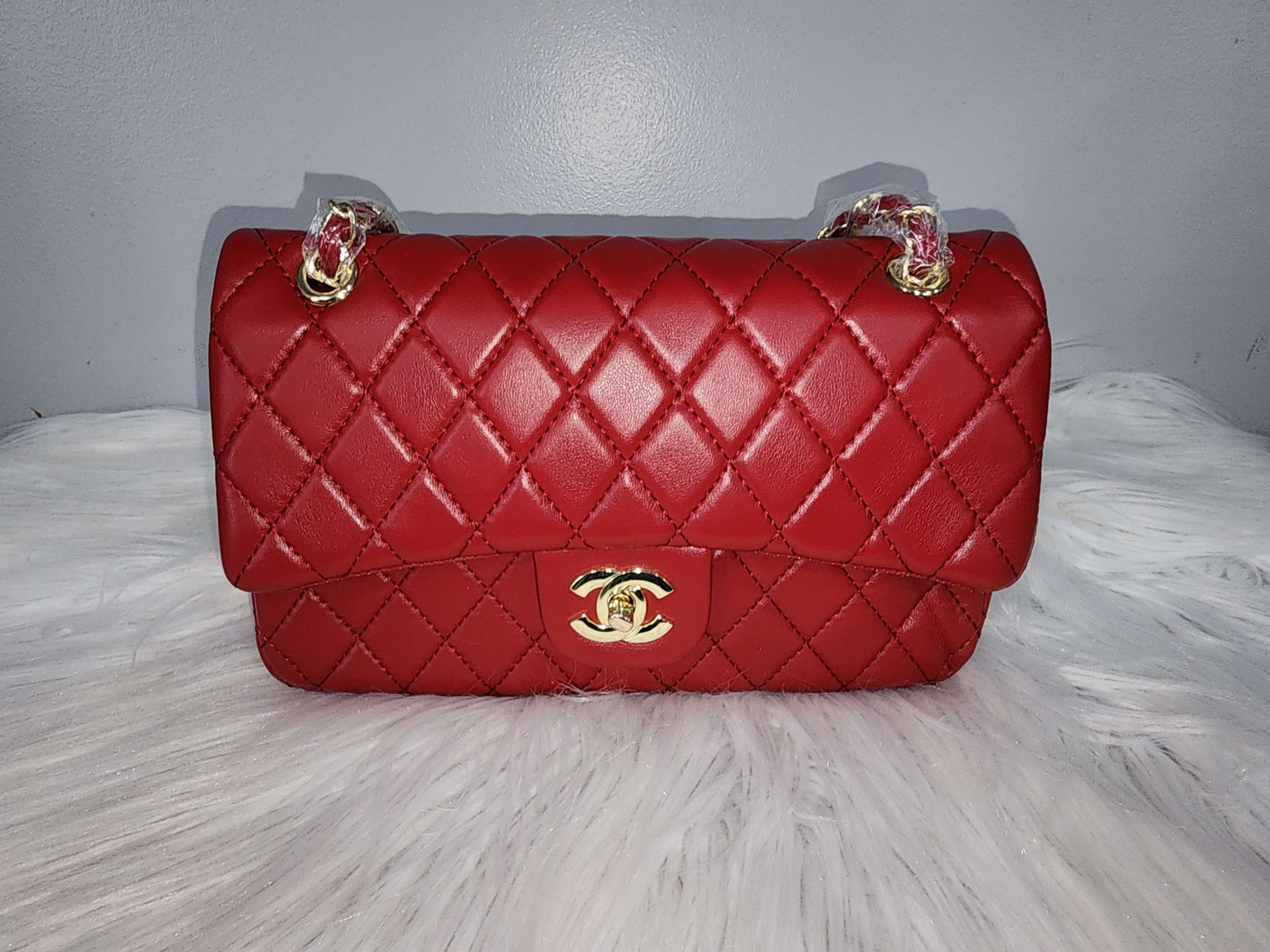 CC Red Double Flap Shoulder Bag