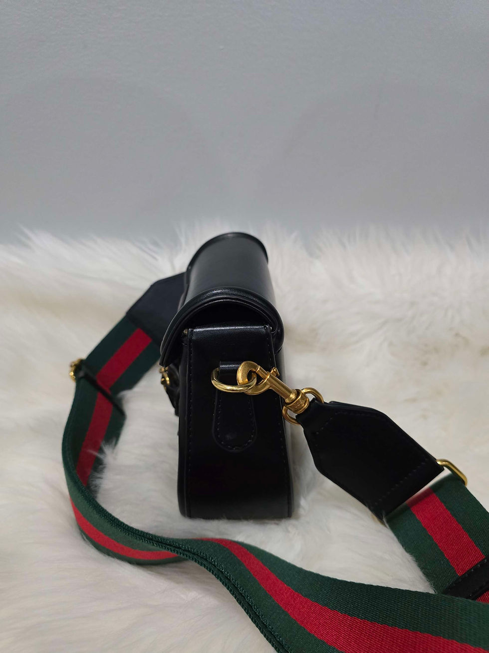 Thumbnail: GG Black Small Genuine Leather Crossbody