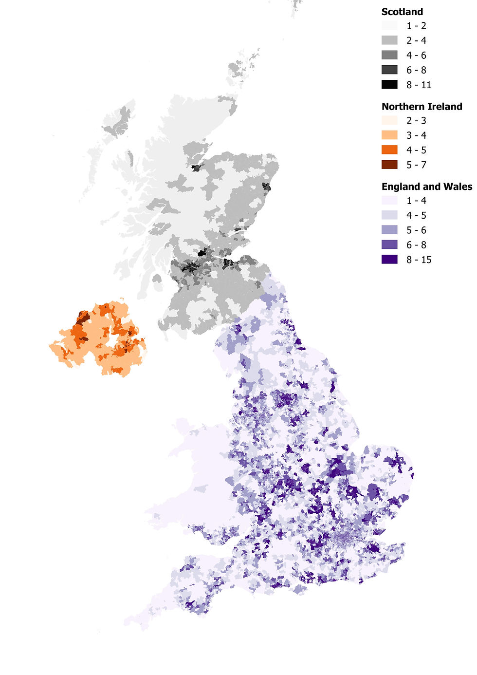 Figure 7. The number of ISPs at the ‘small area’ level, January 2026. Source: Point Topic.