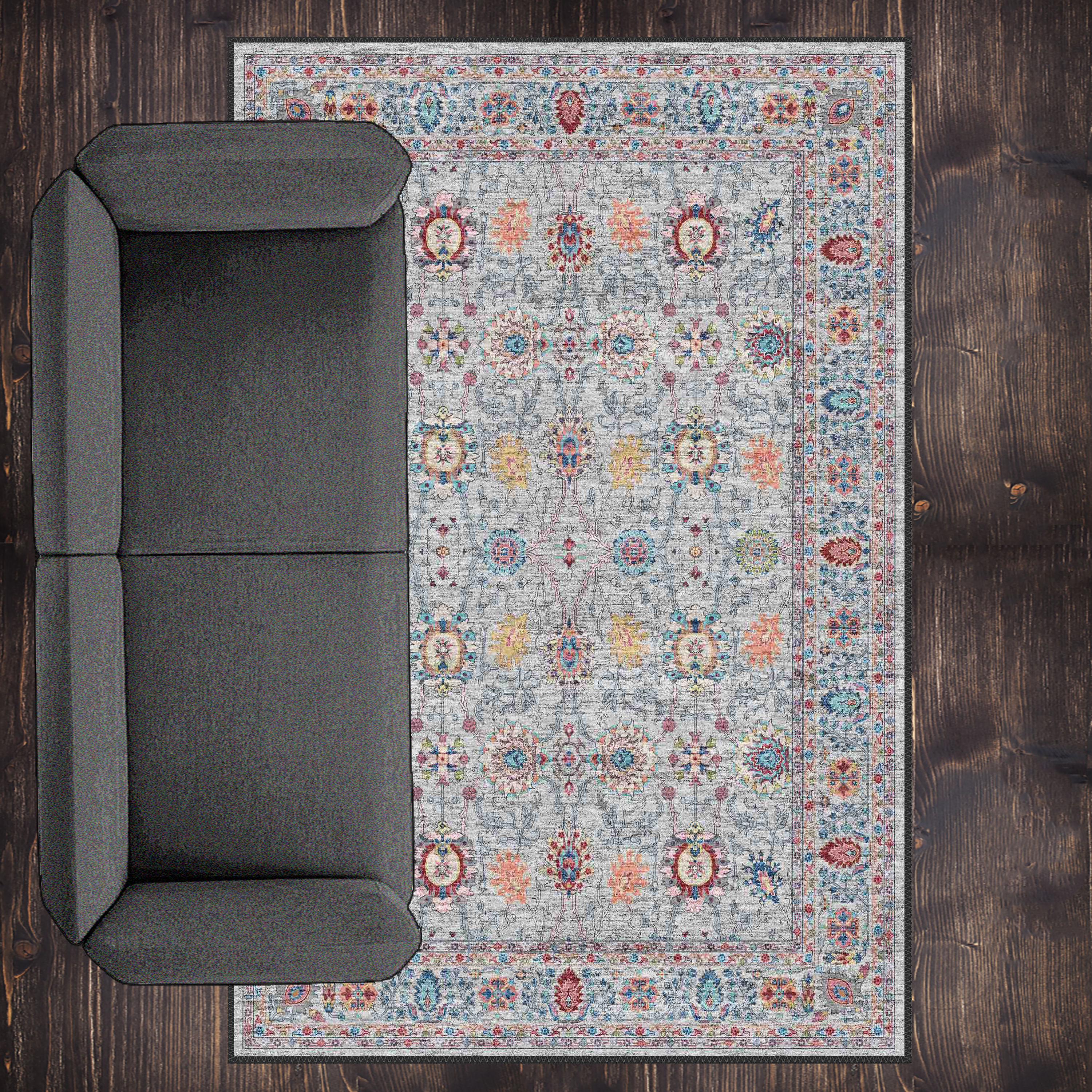 boho floral persian style vintage washable rug lunvera in eclectic bohemian interior design