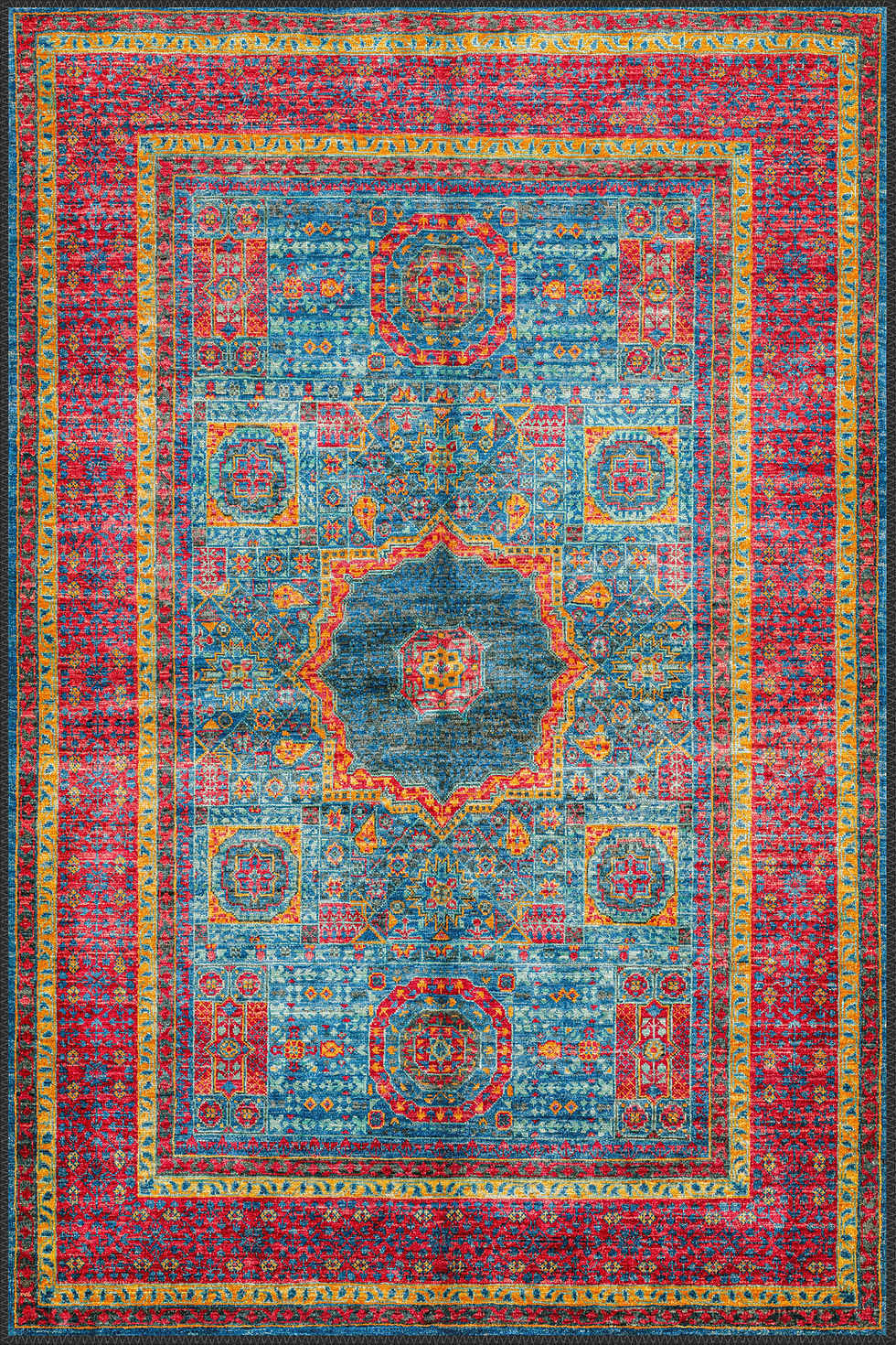 premium red medallion persian machine washable rug valentinus in stylish living space