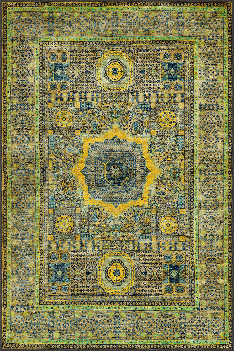 premium green persian bohemian machine washable rug aurelian in stylish living space
