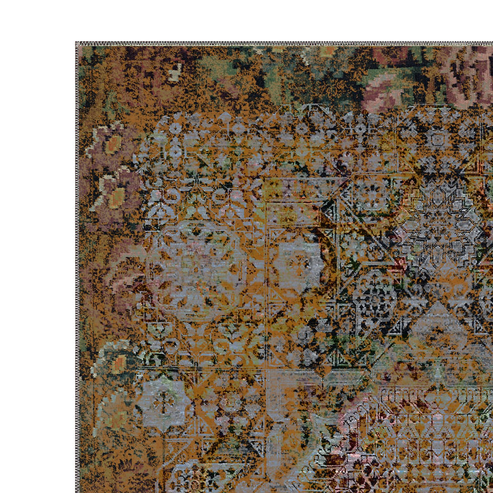 Thumbnail: premium yellow persian vintage machine washable rug helion in stylish living space