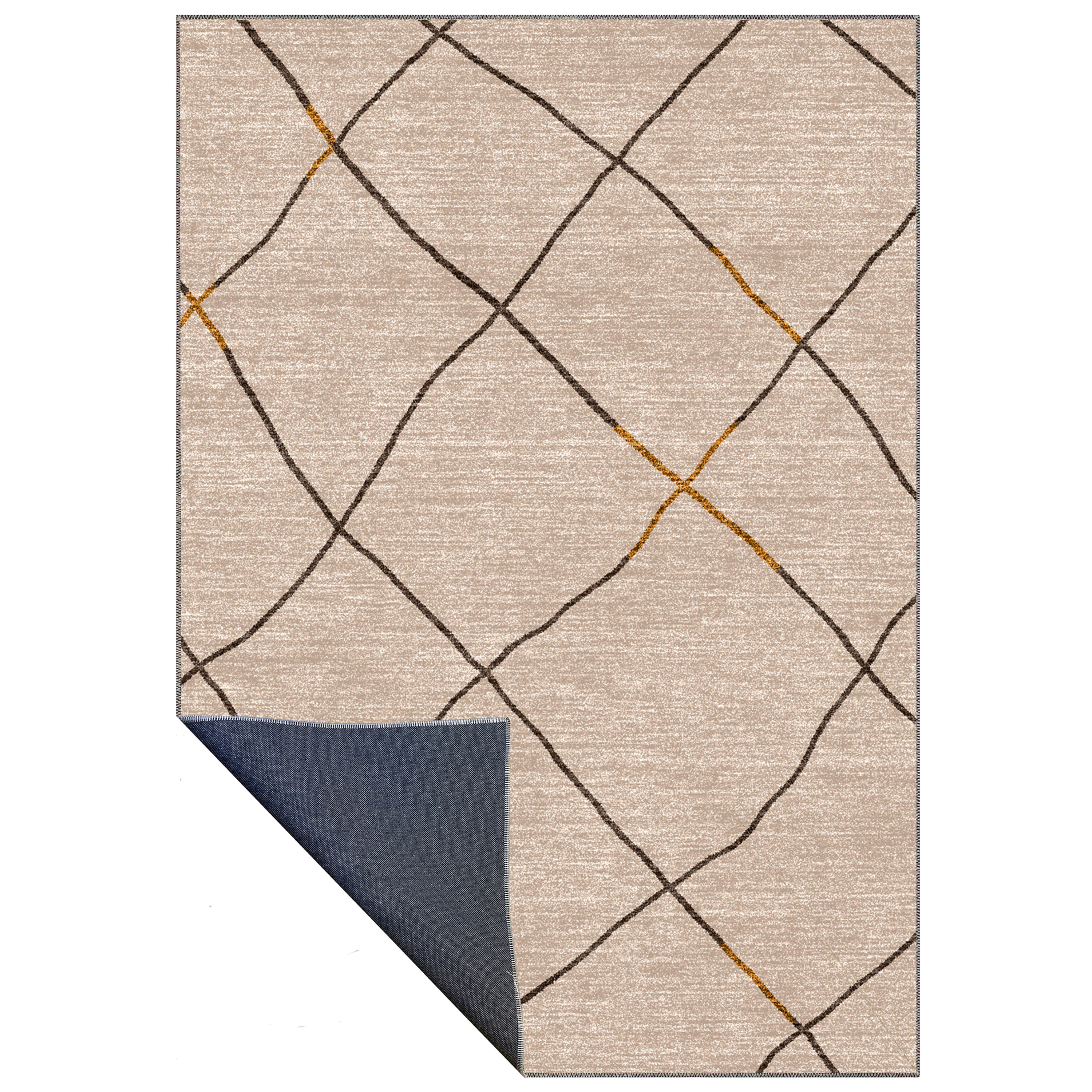 xandor beige black gold machine washable rug in bedroom decor