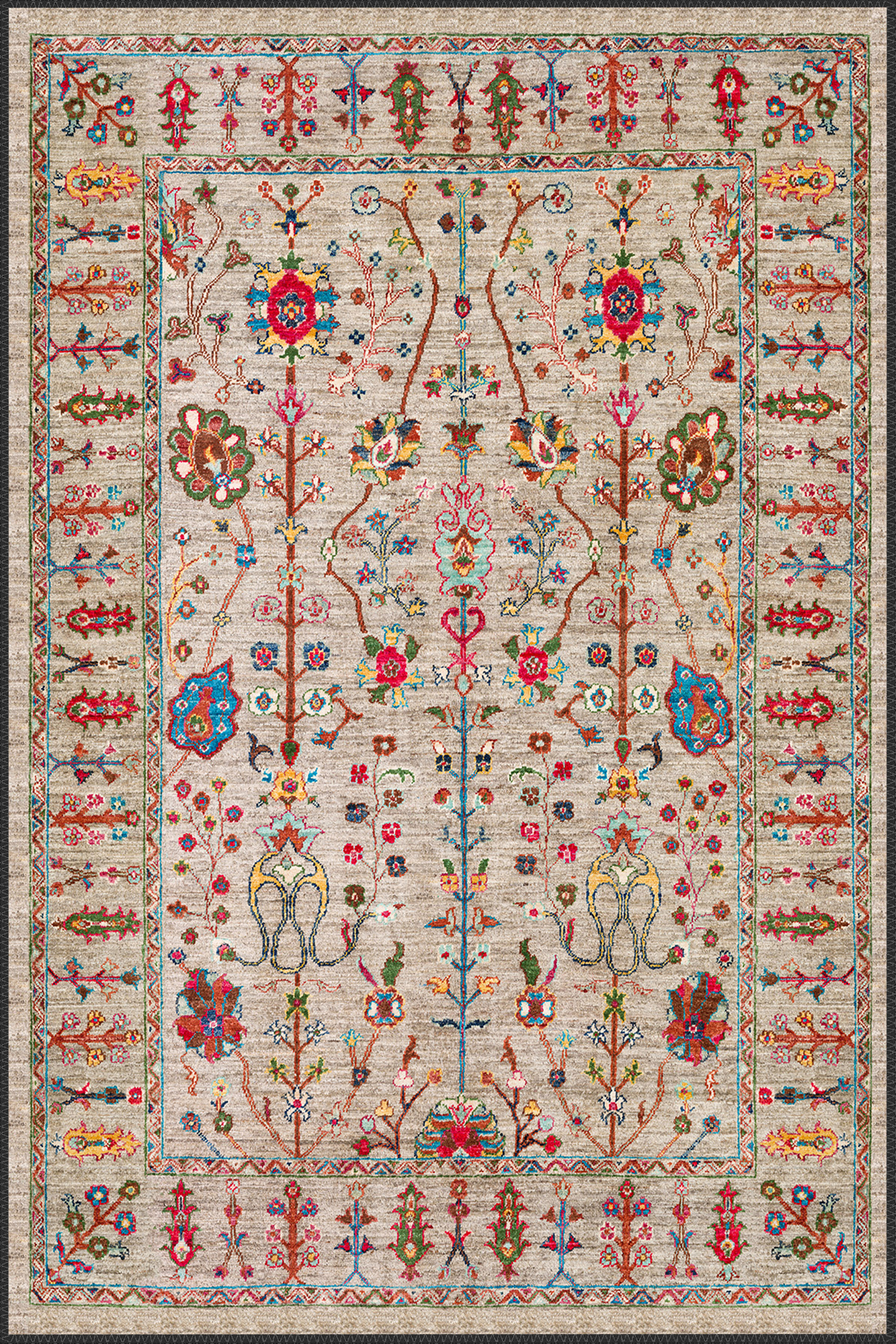 zorynth rug close up showing afghan pattern and woven texture details