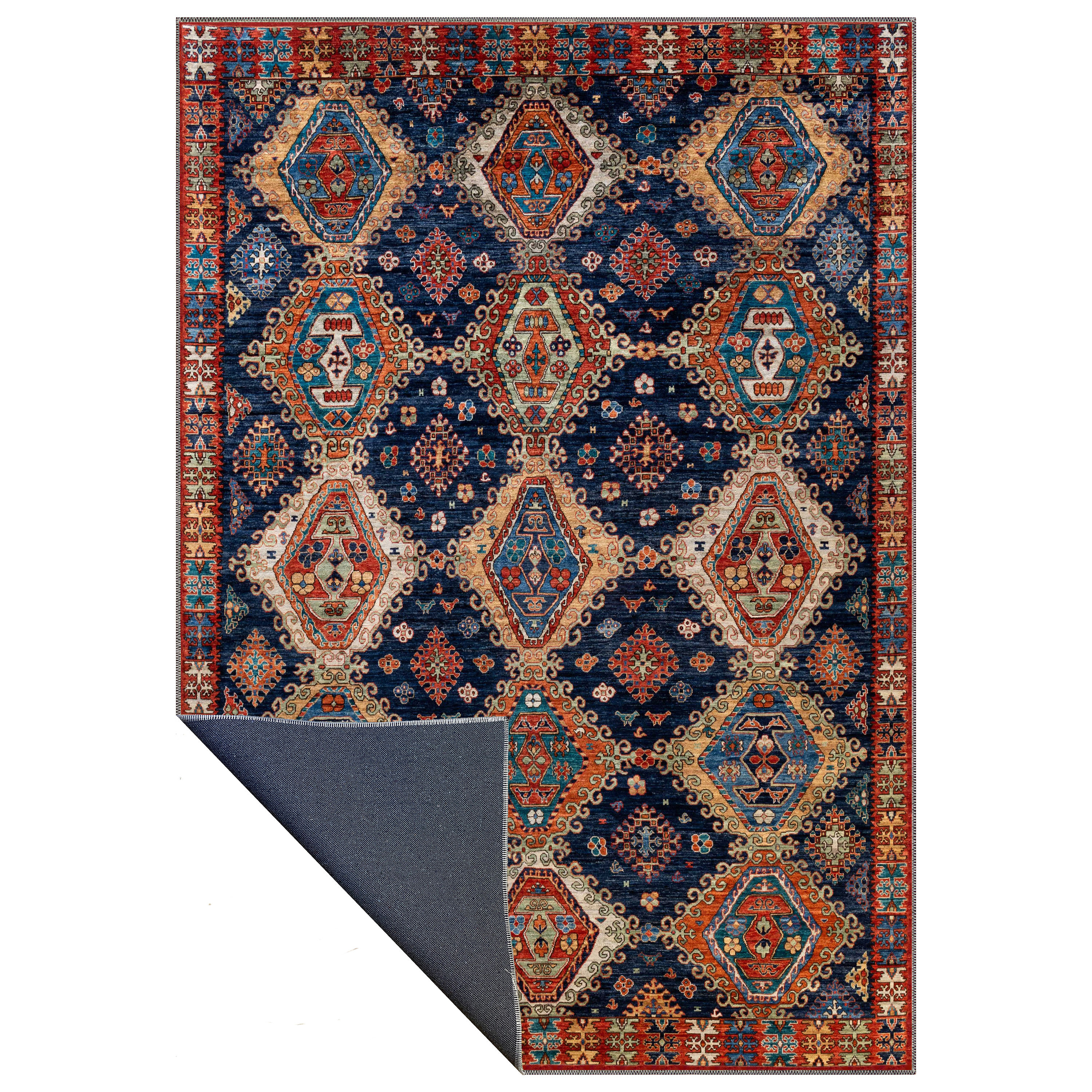 geomira rug close up showing vintage oriental pattern and woven texture details