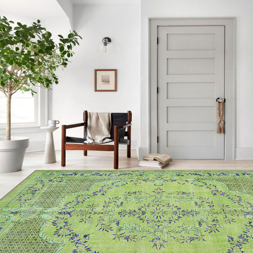 Thumbnail: green floral boho washable rug quintus in eclectic bohemian interior design