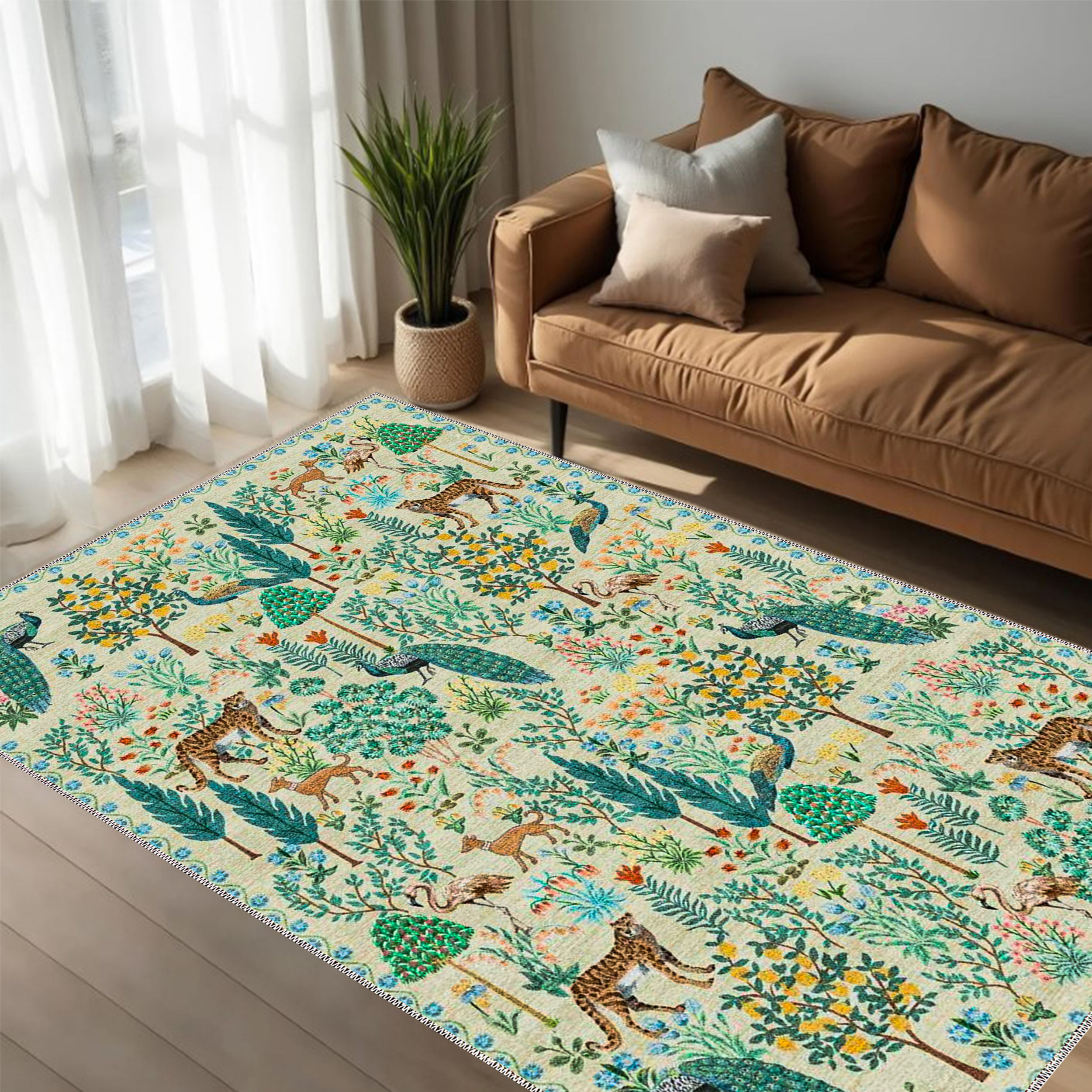 Green Animal Modern Deco Rug – Geometric Glam Design