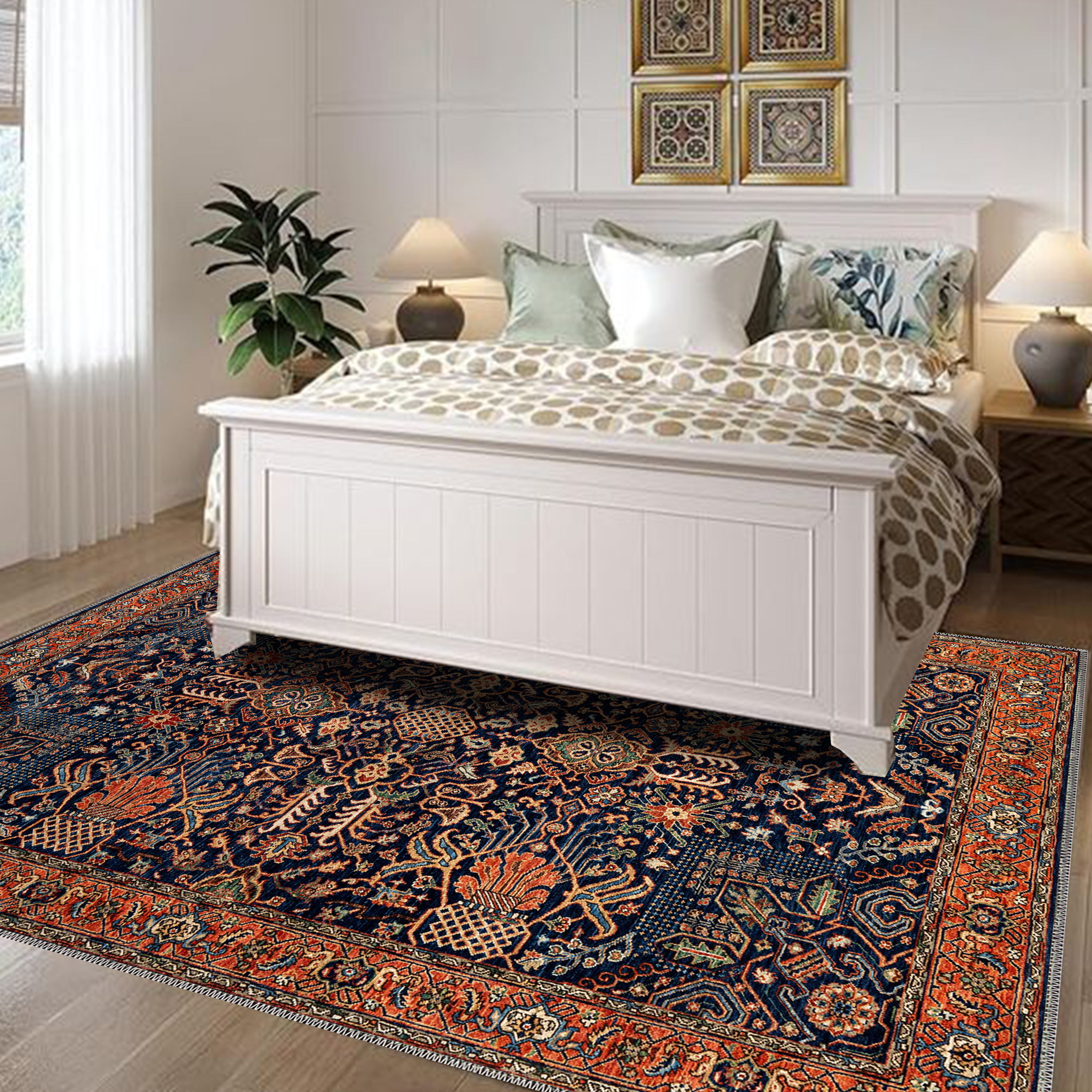 heriza persian heriz rug close up texture premium washable fabric