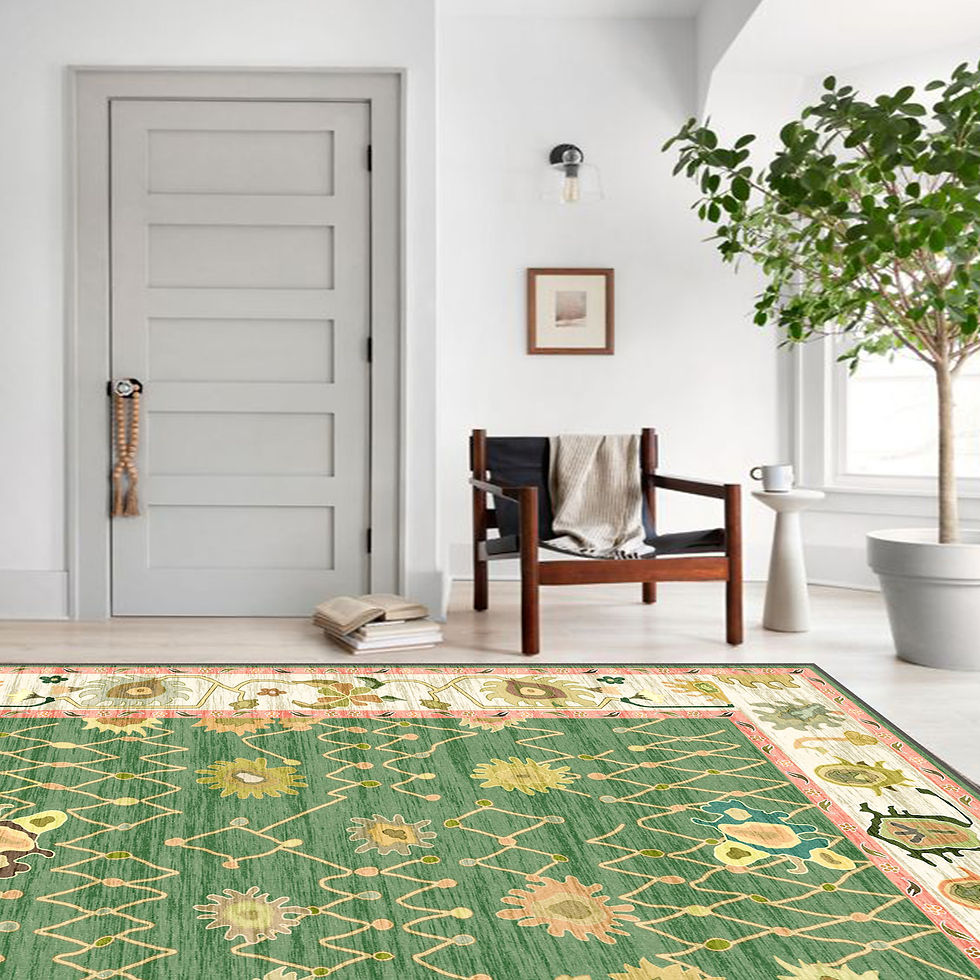 Thumbnail: severina persian style vintage floral boho rug in green tones for high end home decor usa uk
