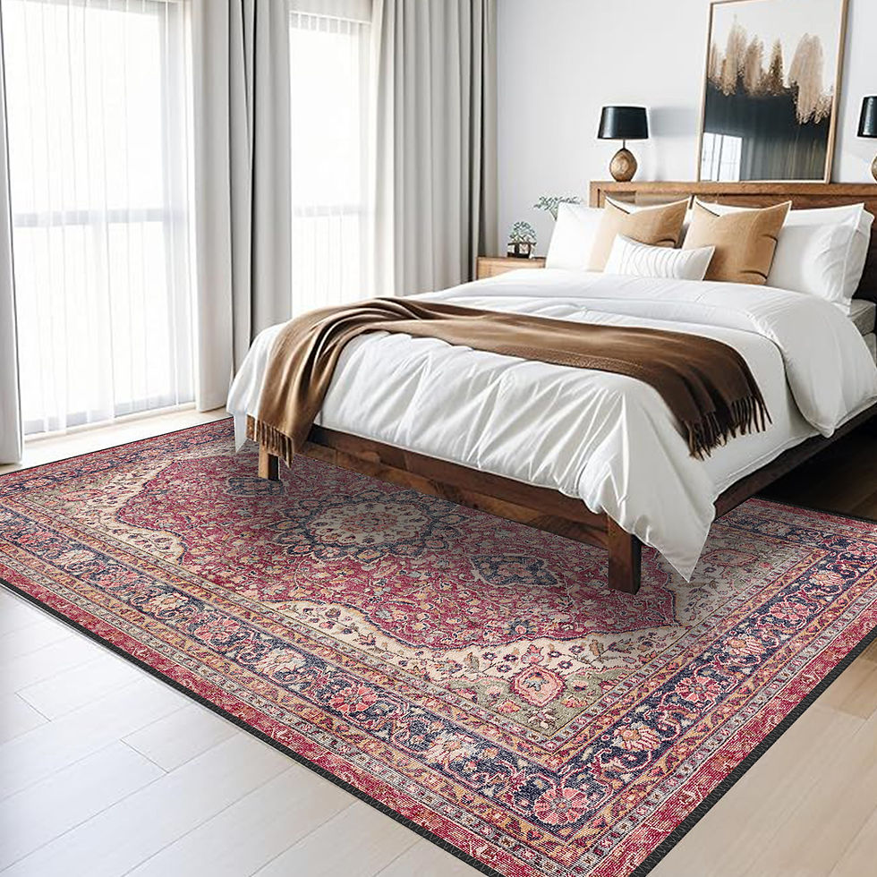 Thumbnail: red persian medallion washable rug krythia in classic oriental interior design