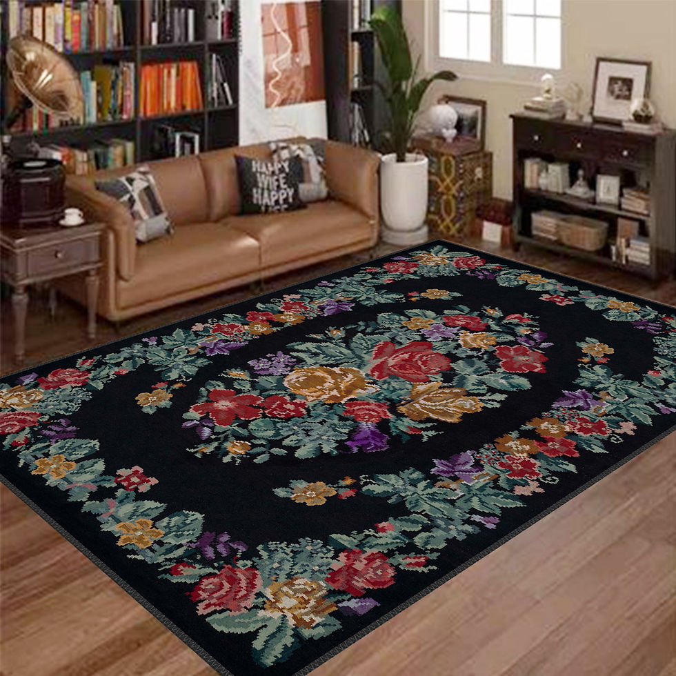 Thumbnail: premium black karabakh entryway machine washable rug taraf in stylish living space