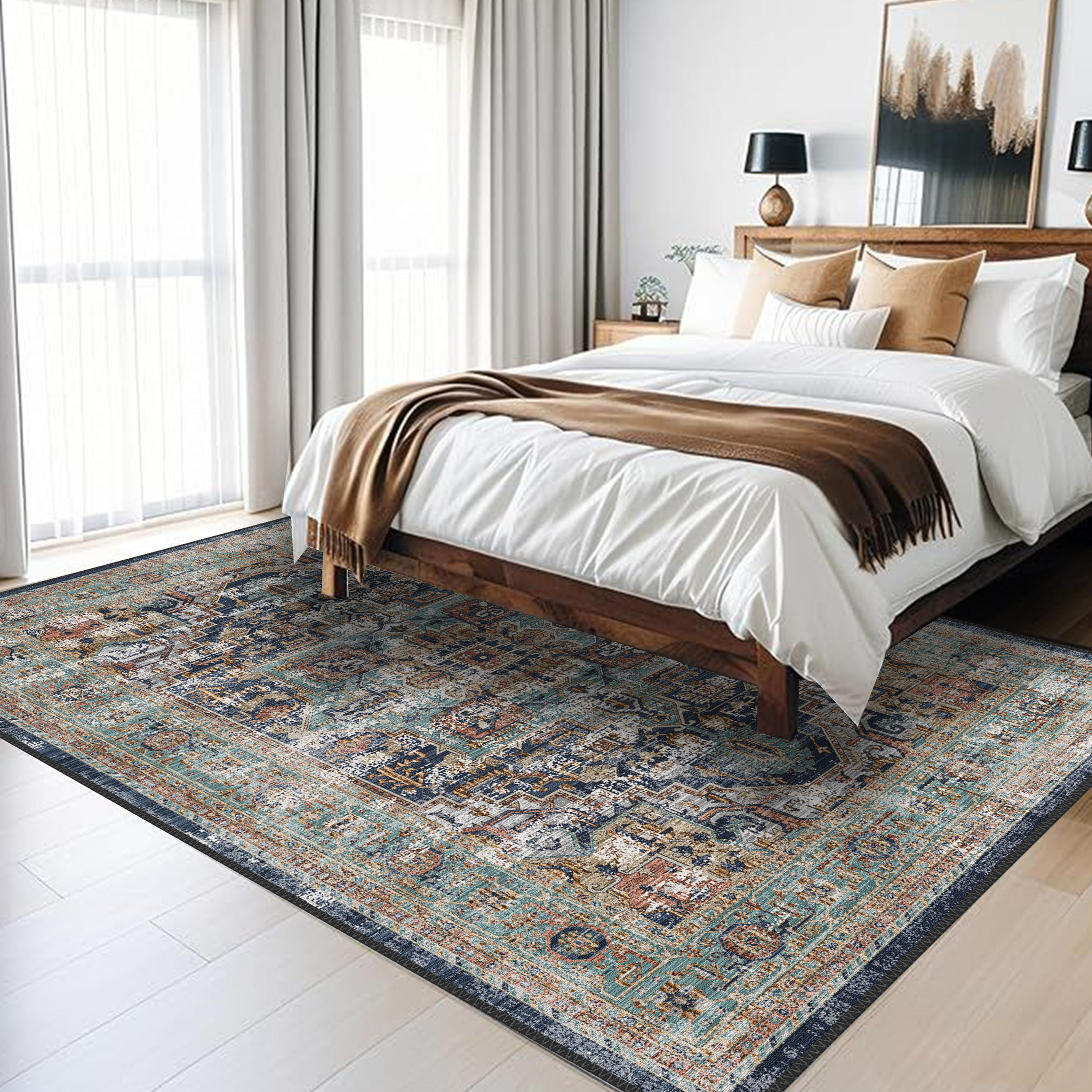 green turkish bohemian washable rug zenvira in eclectic bohemian interior design