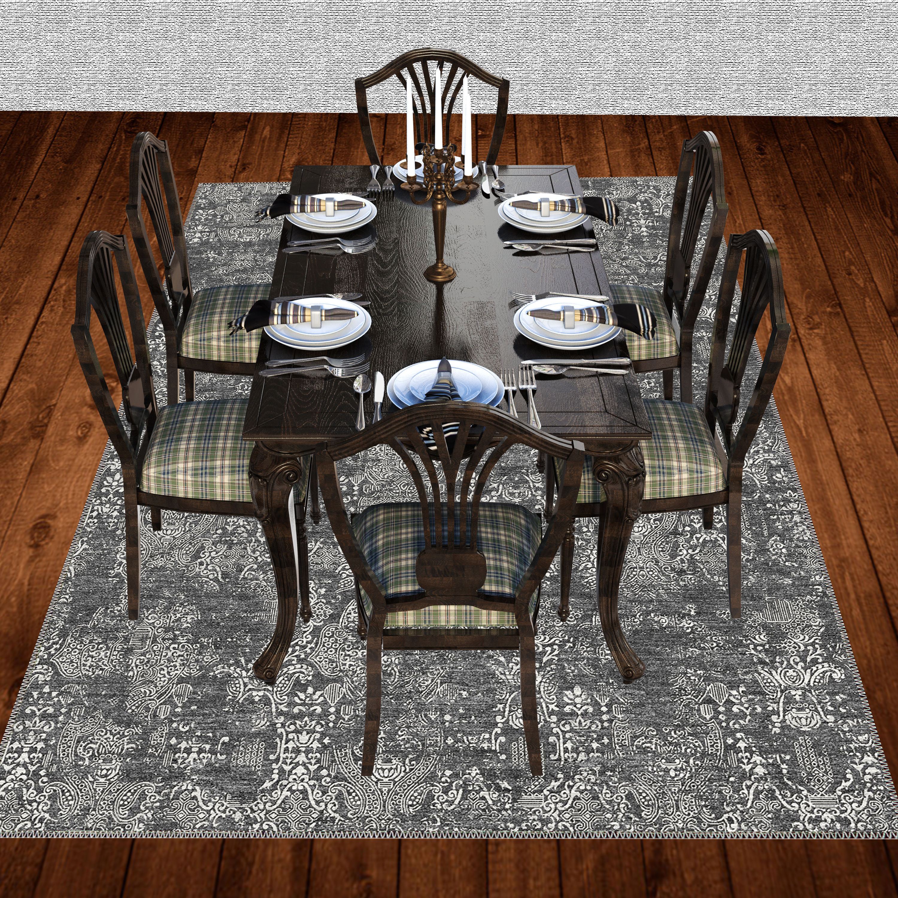 luxury black vintage washable area rug korvex in minimalist interior design