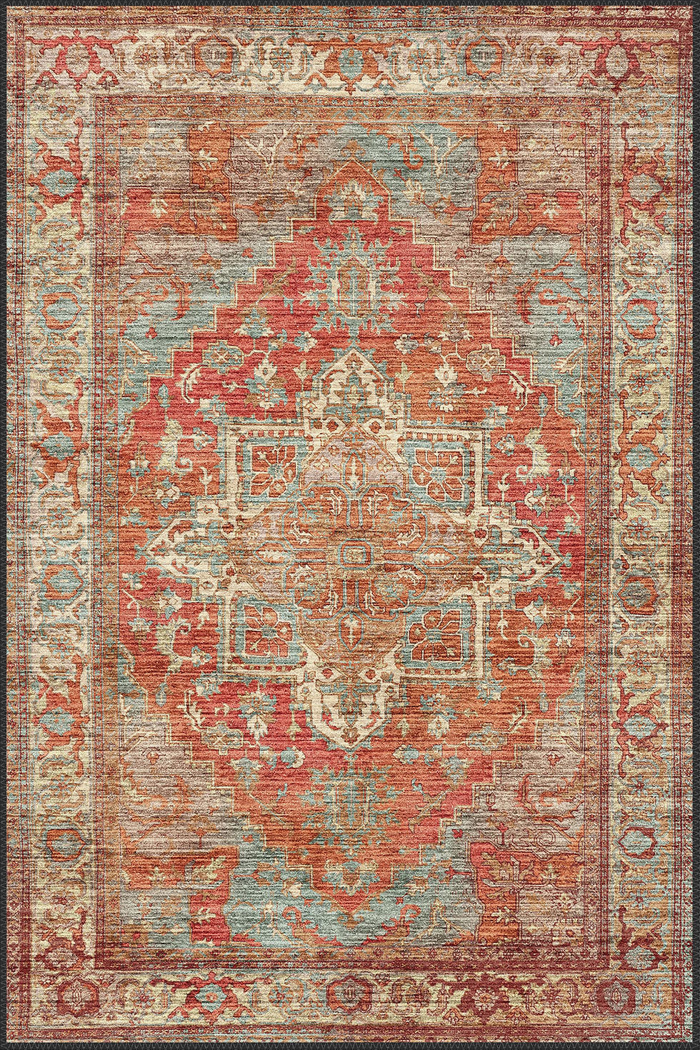 persian style vintage heriz medallion machine washable rug zephyron for high traffic living area