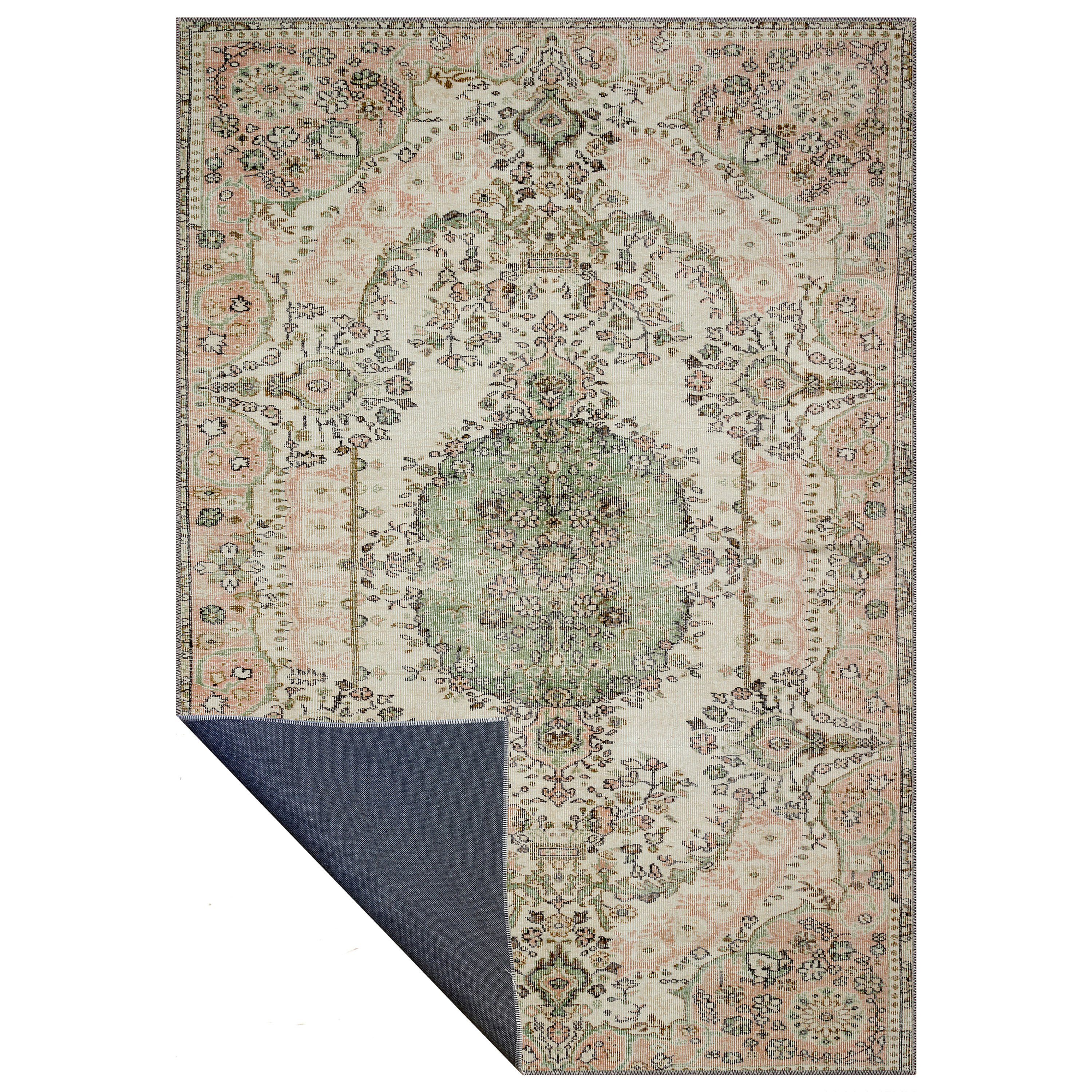 premium green beige oriental machine washable rug augustus in stylish living space