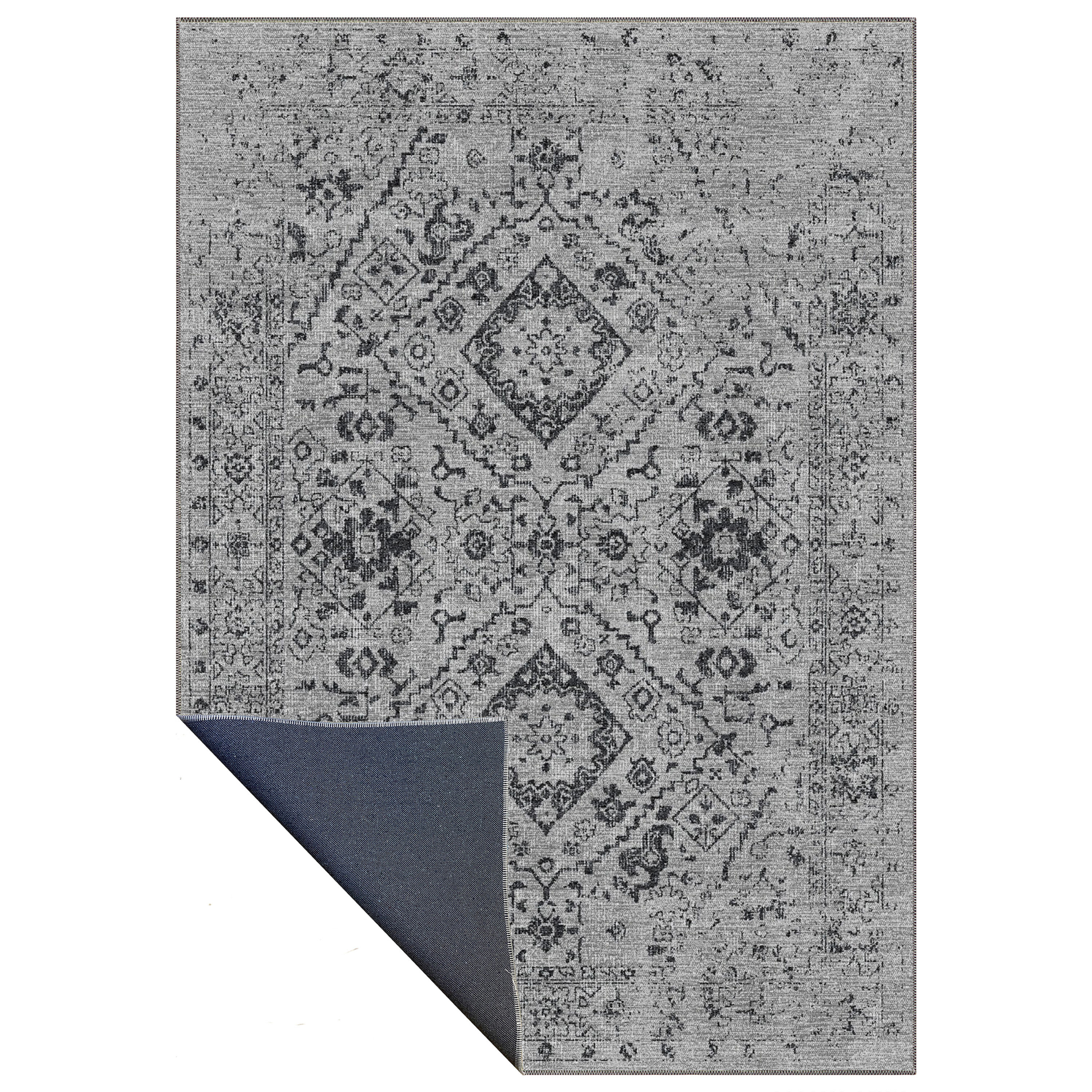 velkor dark gray machine washable vintage rug in bedroom decor