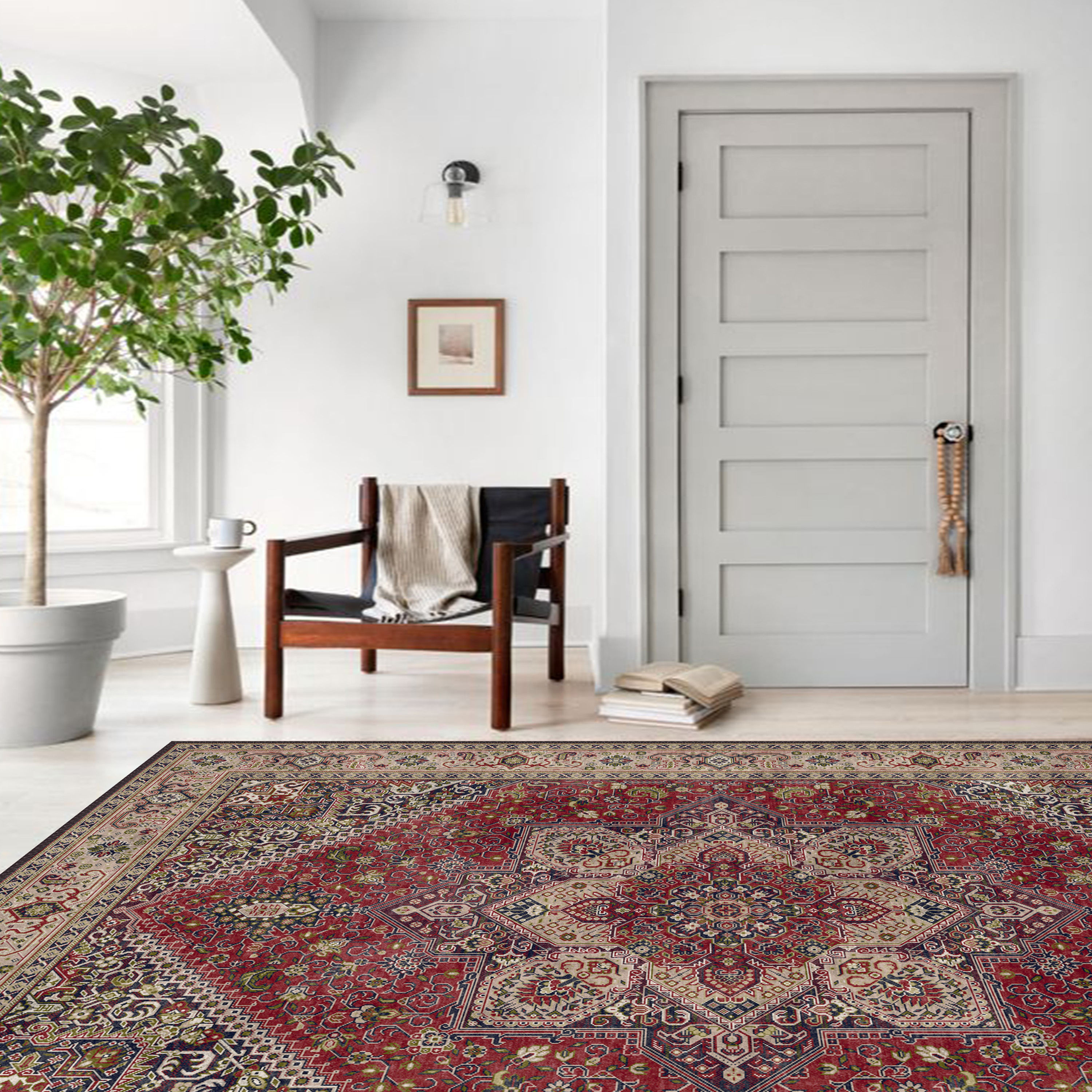 severus rug close up showing heriz pattern and woven texture details