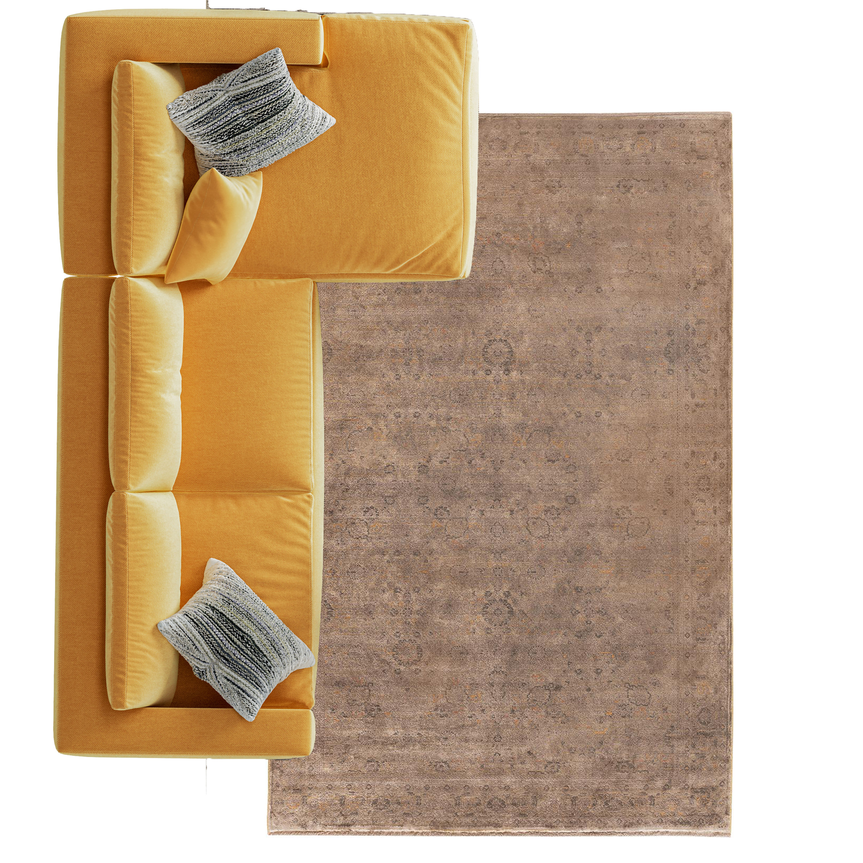 beige vintage silk carpet in classic interior design