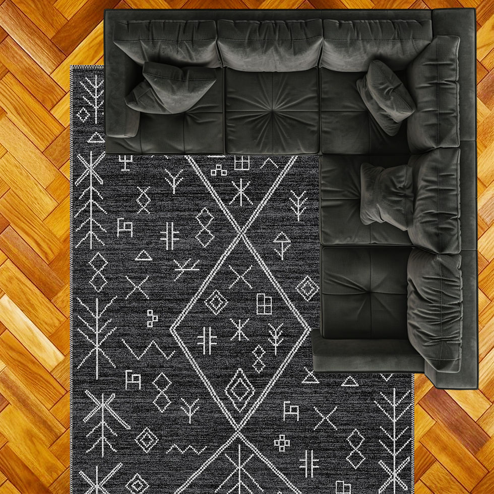 Thumbnail: zenvik black white machine washable rug close up texture