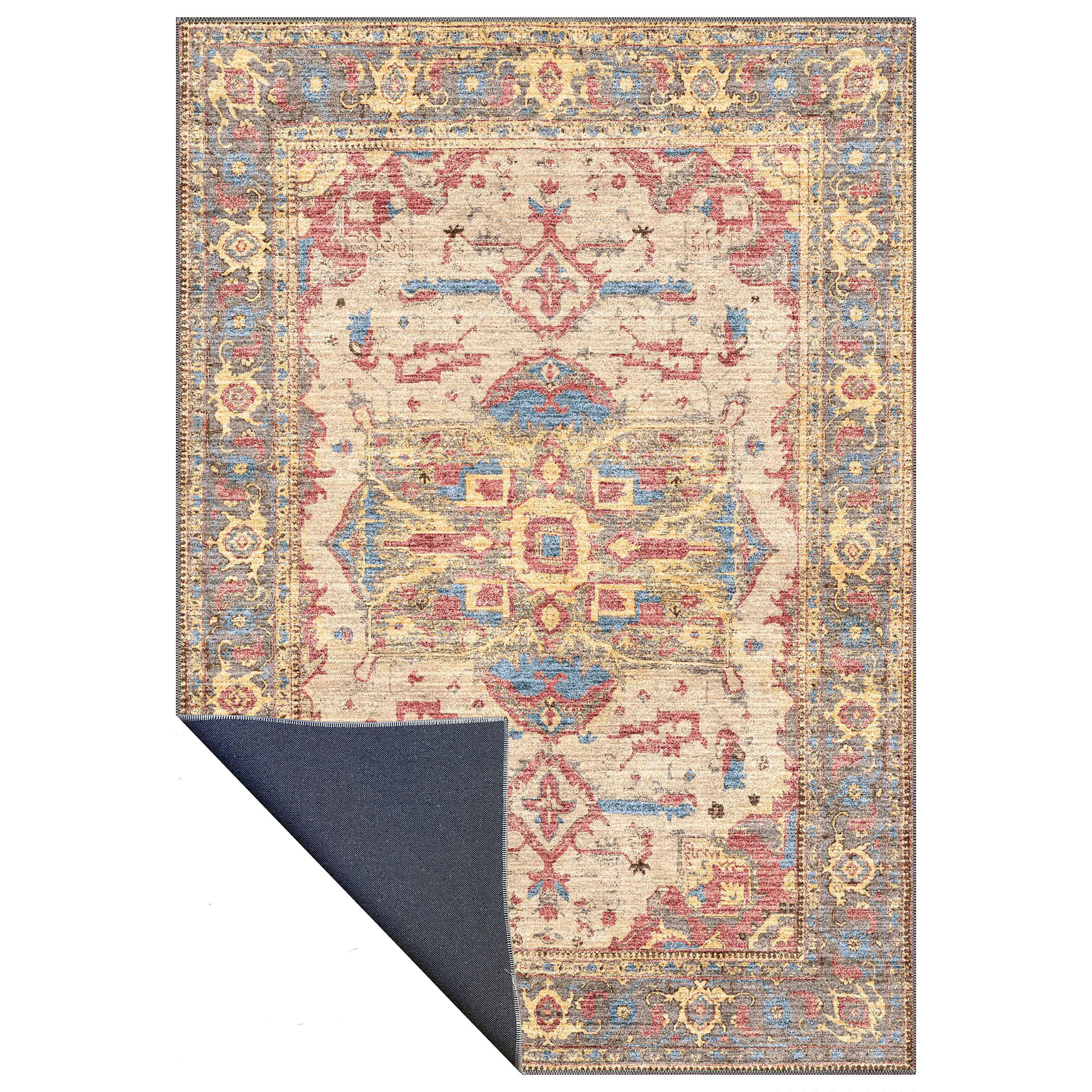 aethera rug detailed view highlighting medallion motifs and fabric texture