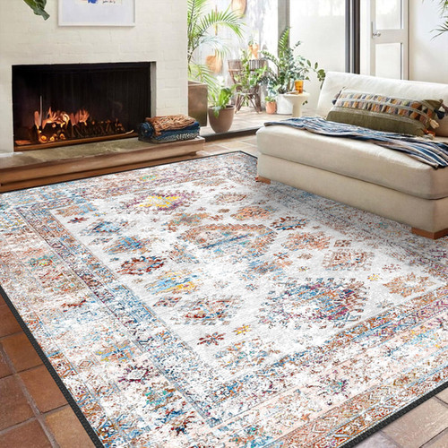 Muted Pattern Rug Muted Tribal Ethnic washable rug | Mihrikilim