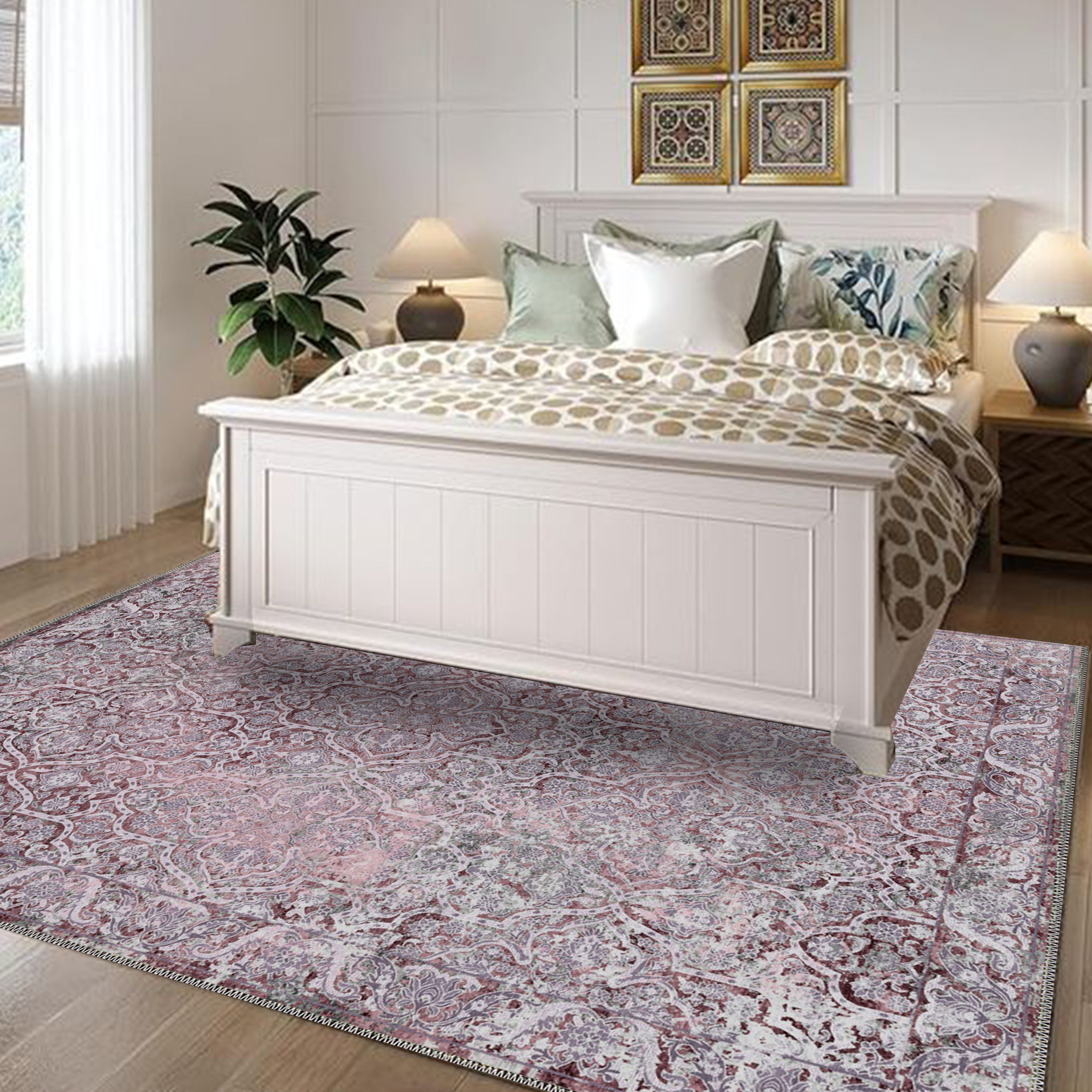 orvex purple machine washable rug in contemporary home decor