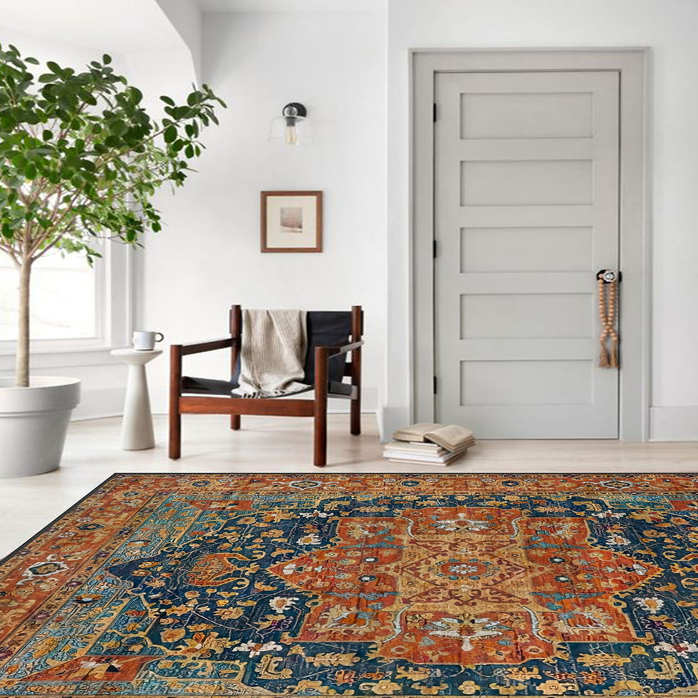 Thumbnail: Boho Medallion Rug | Vintage Area Carpet | Colorful Living Room Rug