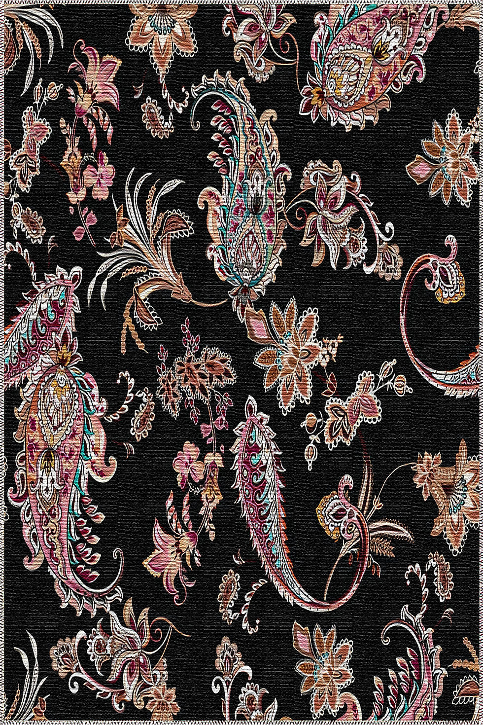 Thumbnail: Zenthar Black Gold Machine Washable Ethnic Rug