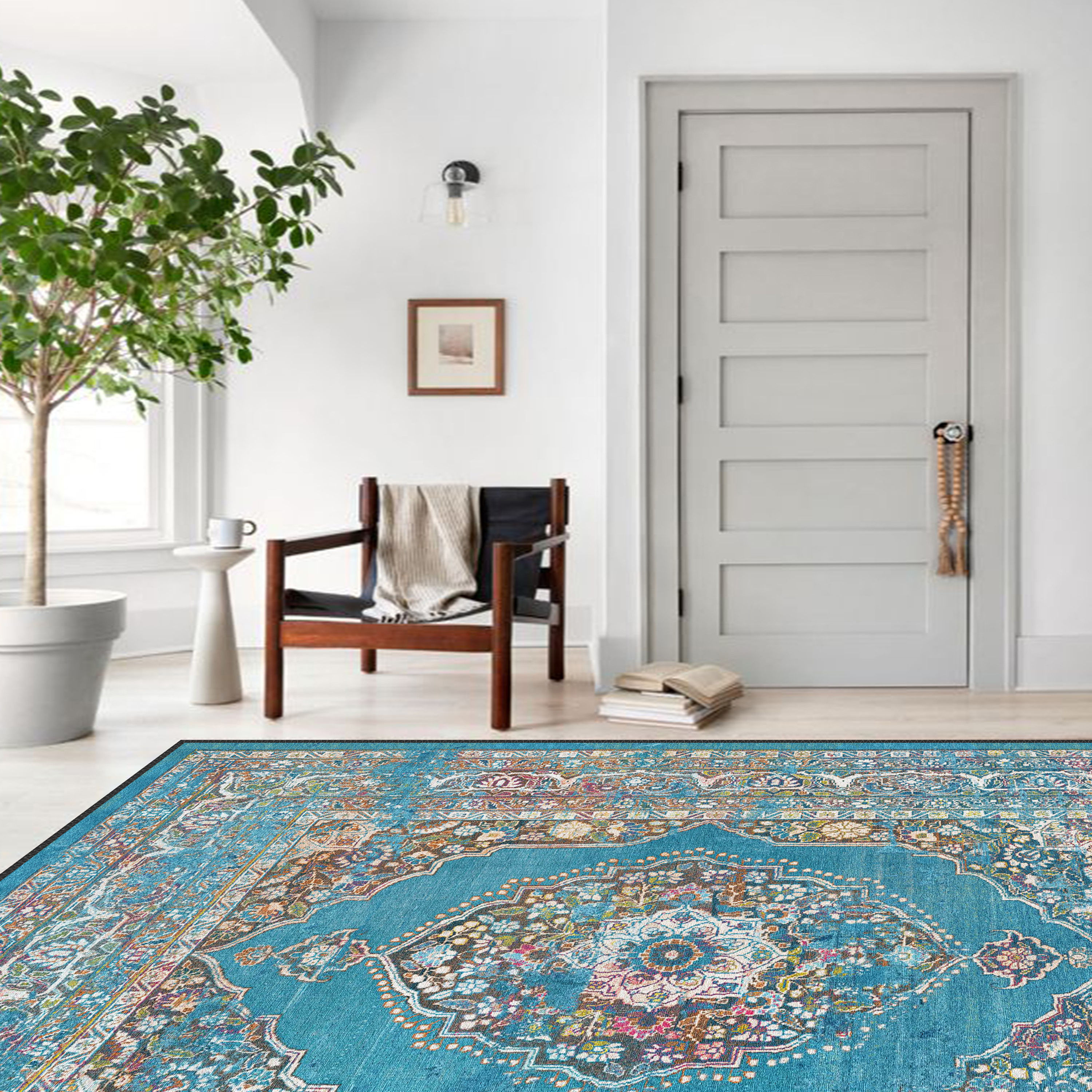 thaloris rug detailed view highlighting traditional motifs and fabric texture
