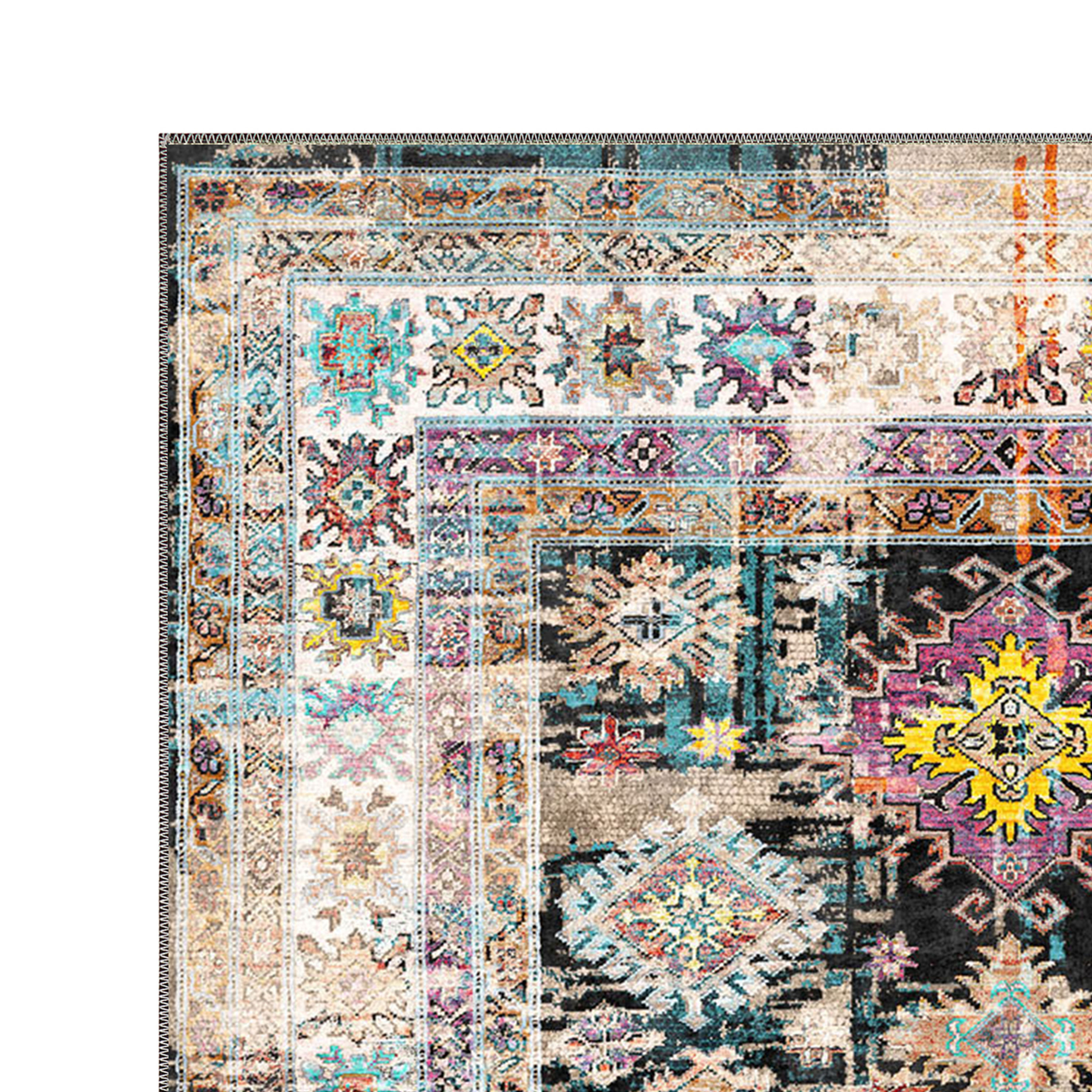 zephyra colorful geometric boho washable rug in modern bohemian interior shipped to usa and uk
