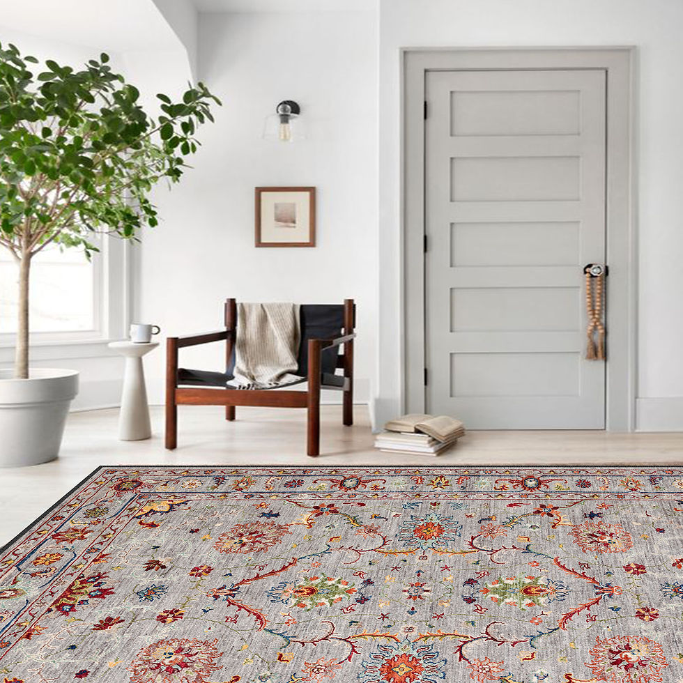 Thumbnail: thymeris rug close up showing afghan pattern and rich woven texture details