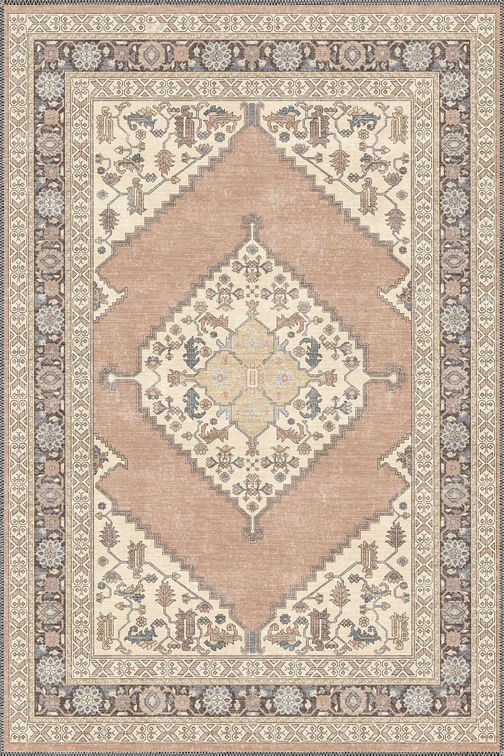 Thumbnail: floral turkish machine washable rug elnora for high traffic living area