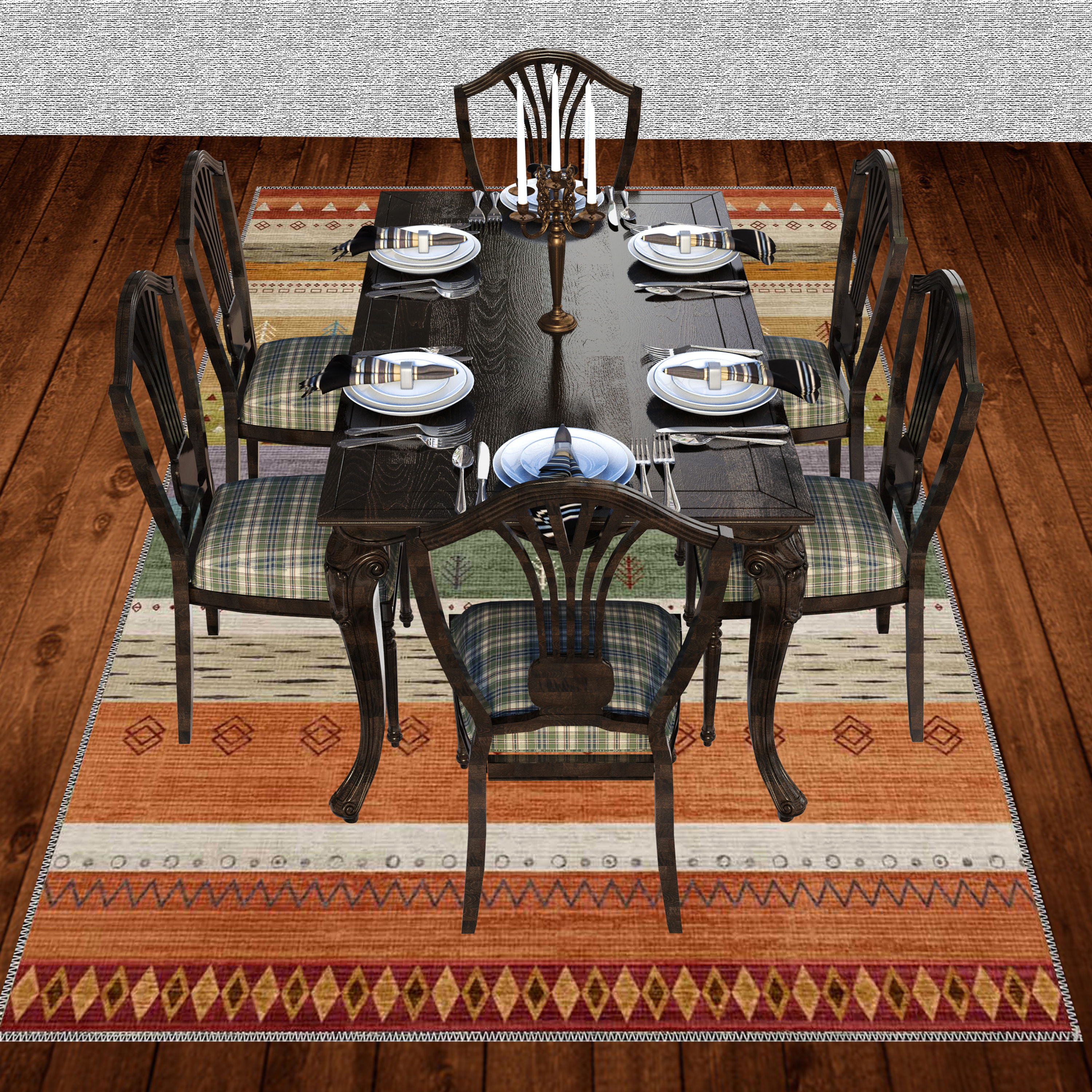 zarvella rug close up showing kilim texture and colorful pattern details