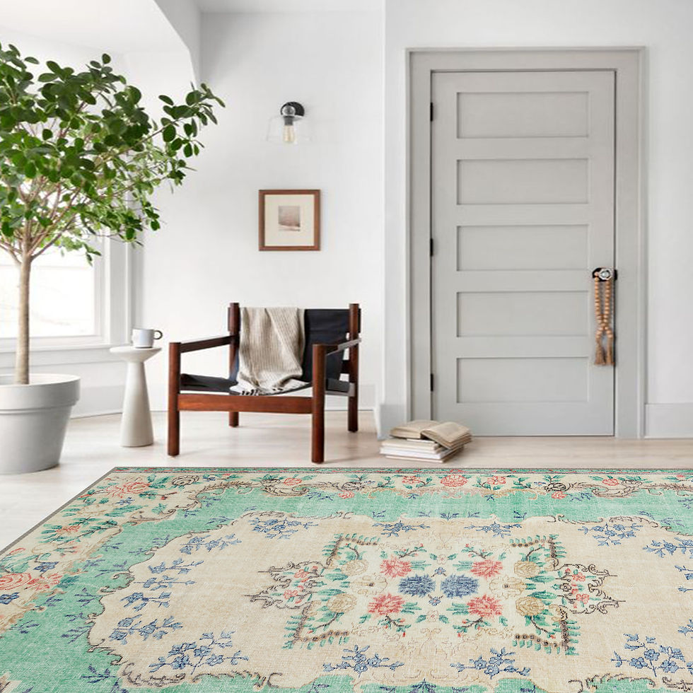 Thumbnail: bohemian floral machine washable rug aurelia for high traffic living area