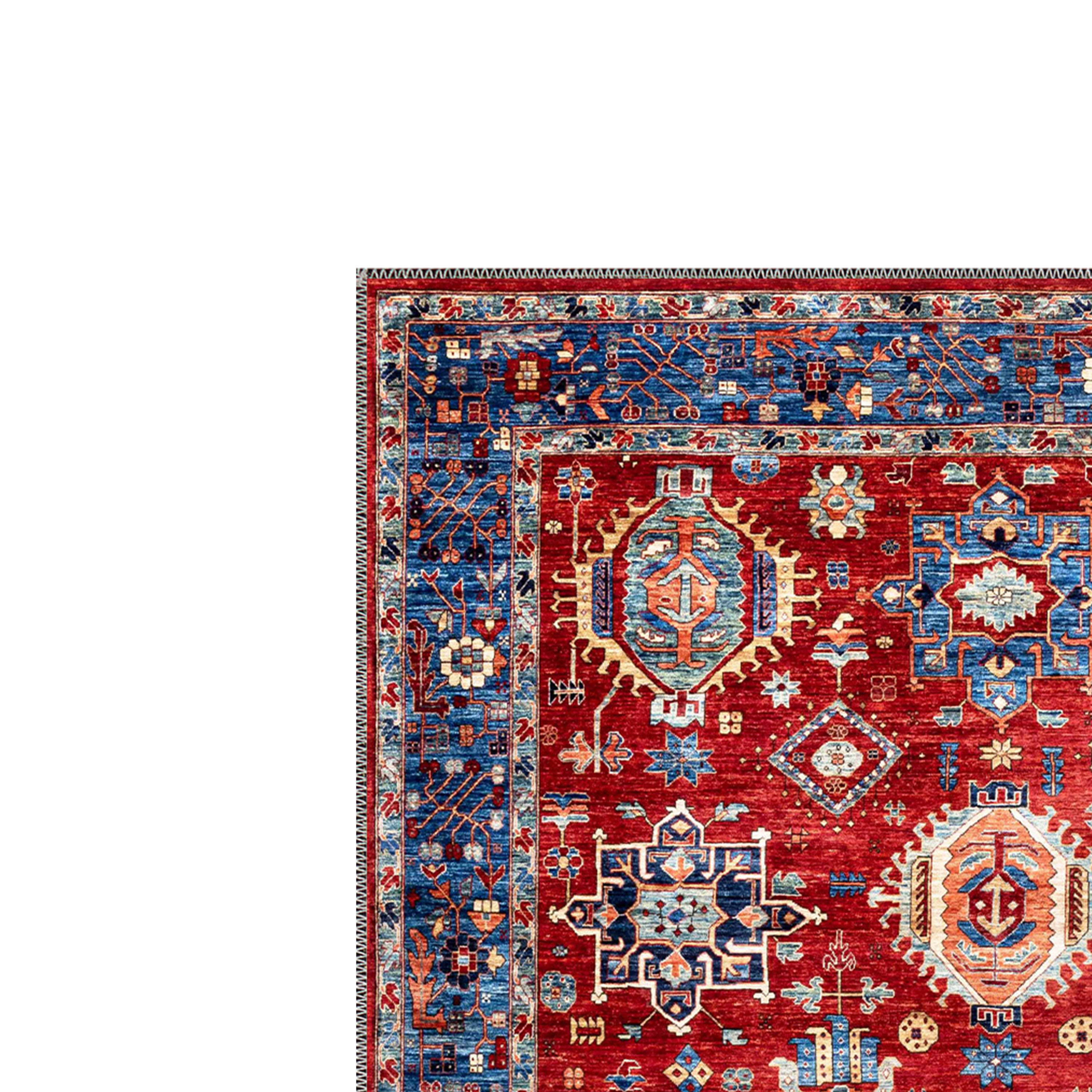 afghenor red afghan oriental chenille washable rug in elegant classic interior shipped to usa and uk