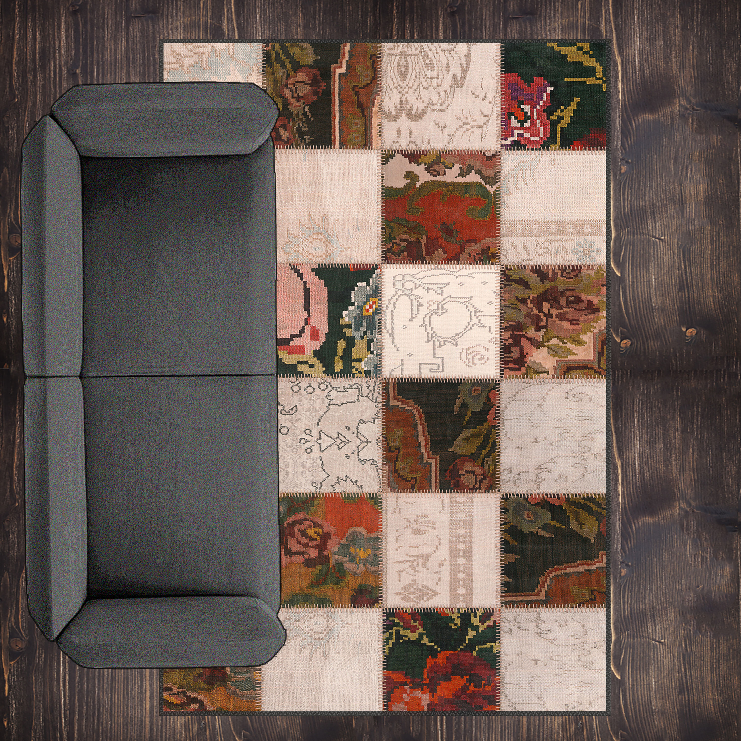 patchwork kilim machine washable rug katre for high traffic living area