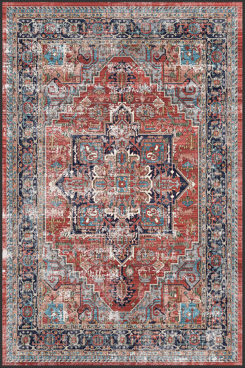 Thumbnail: persian style vintage machine washable rug zeriva for high traffic living area