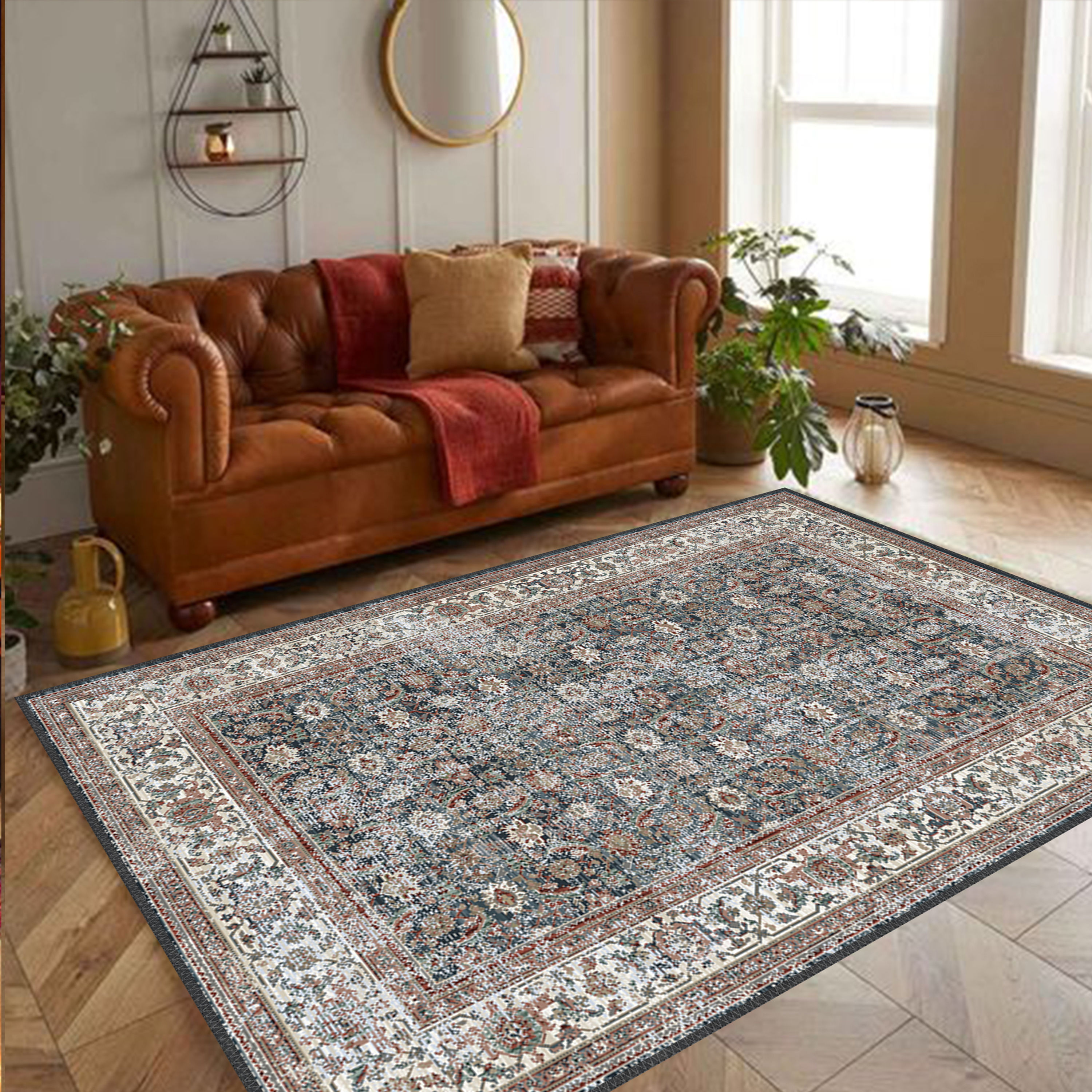lunvra persian style vintage boho washable rug with traditional motifs for high end home decor usa uk