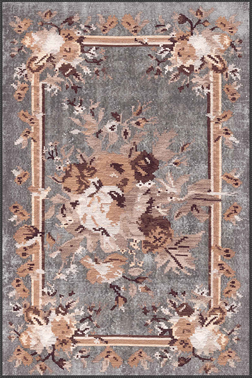 premium antique gray karabakh floral machine washable rug toto in stylish living space