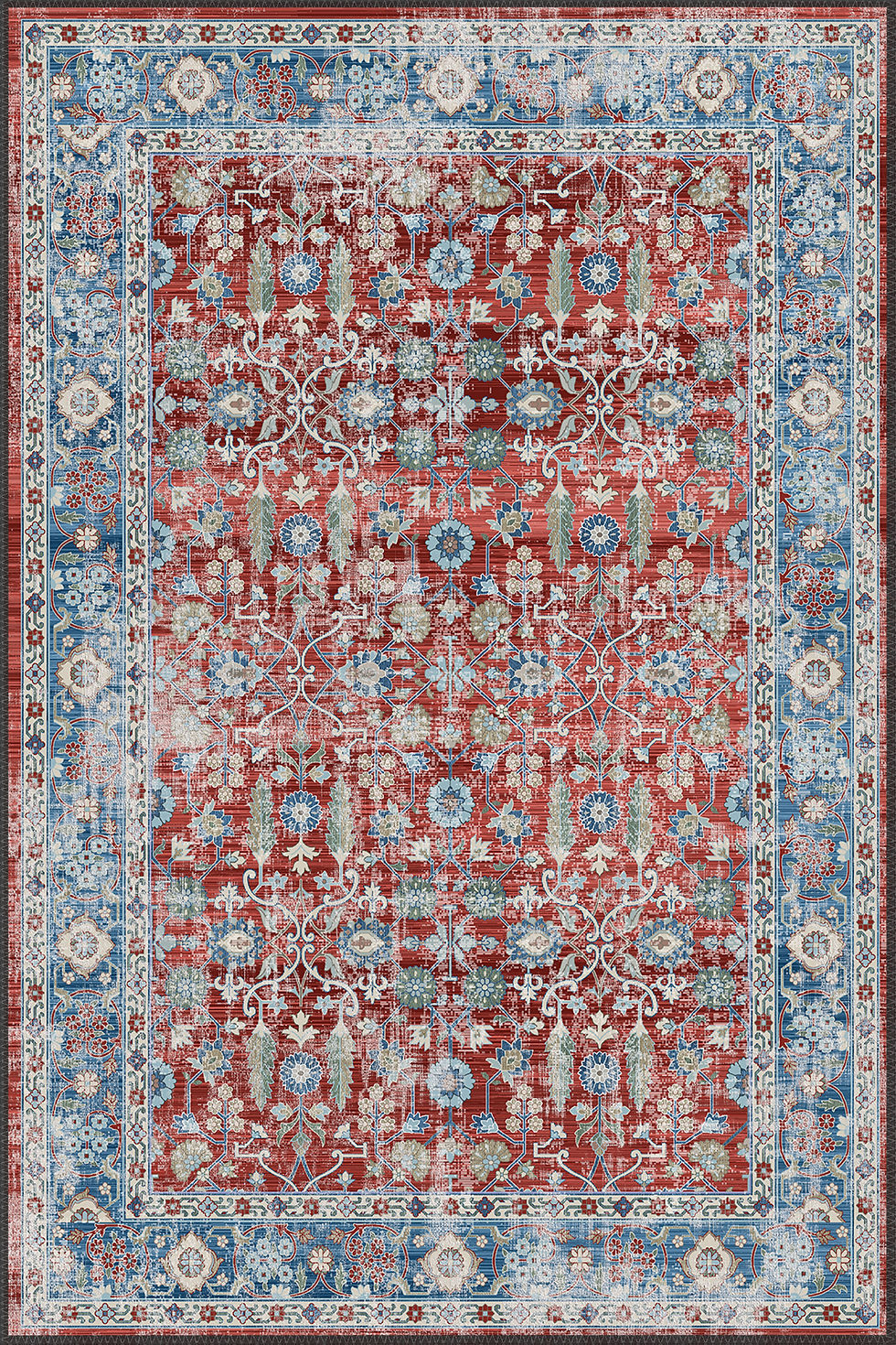 Thumbnail: zerona rug close up showing persian style floral pattern and vintage texture details