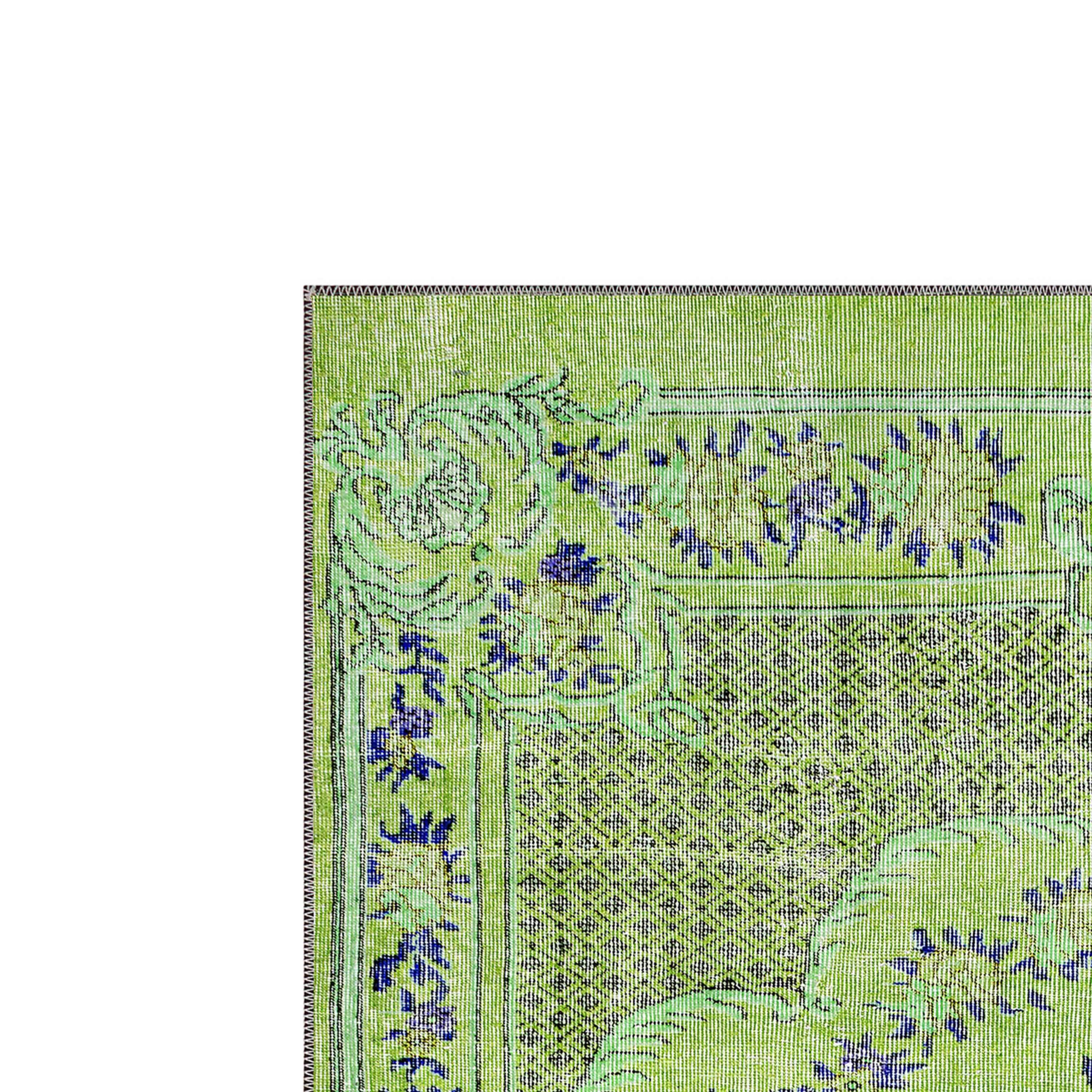 quintus green floral boho washable rug in modern bohemian interior shipped to usa and uk