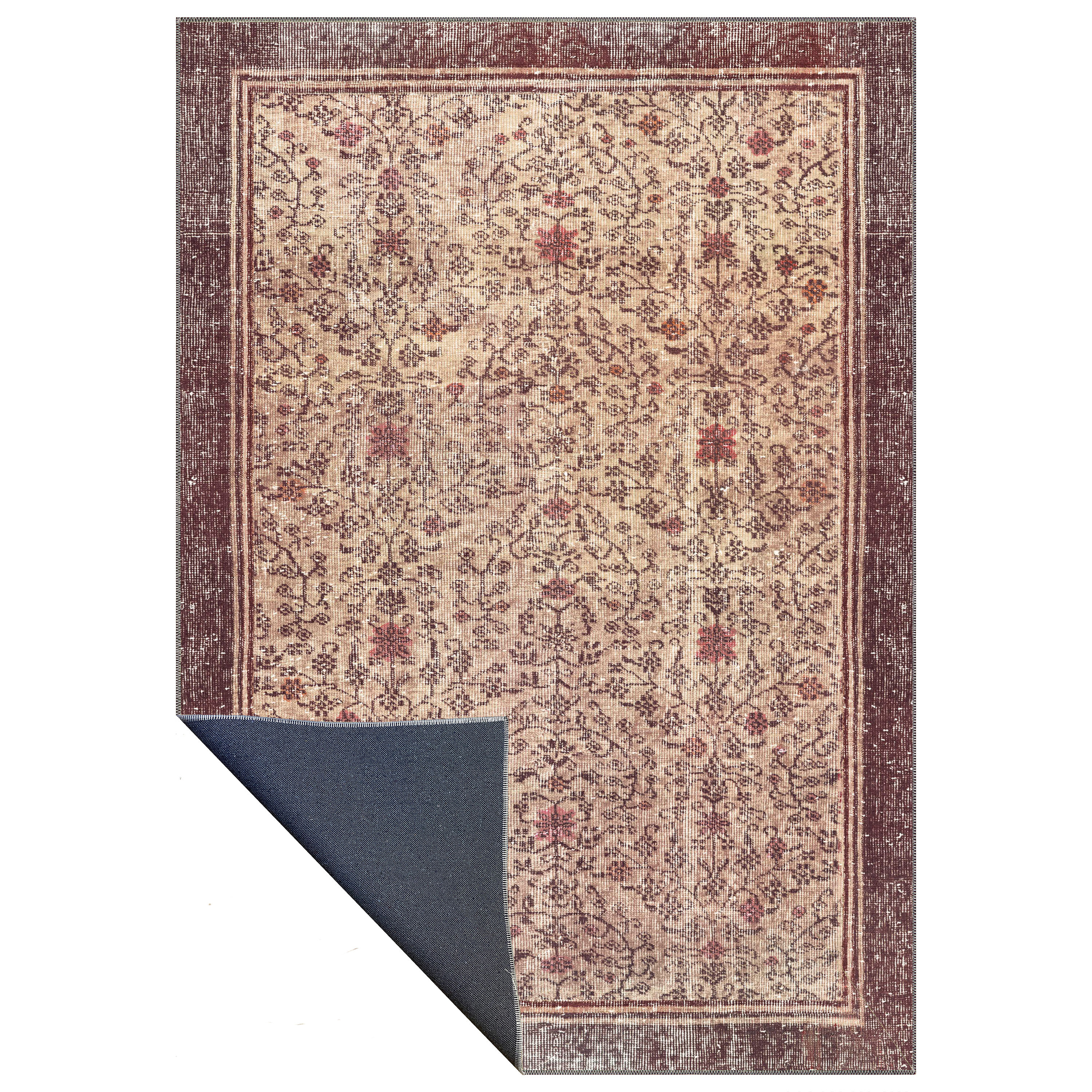 neutral floral vintage washable rug thalora in classic oriental interior design